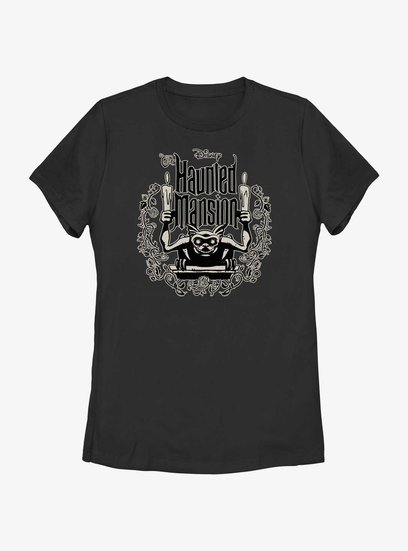 Disney Haunted Mansion Gargoyle Candle Holder Womens T-Shirt, BLACK, hi-res