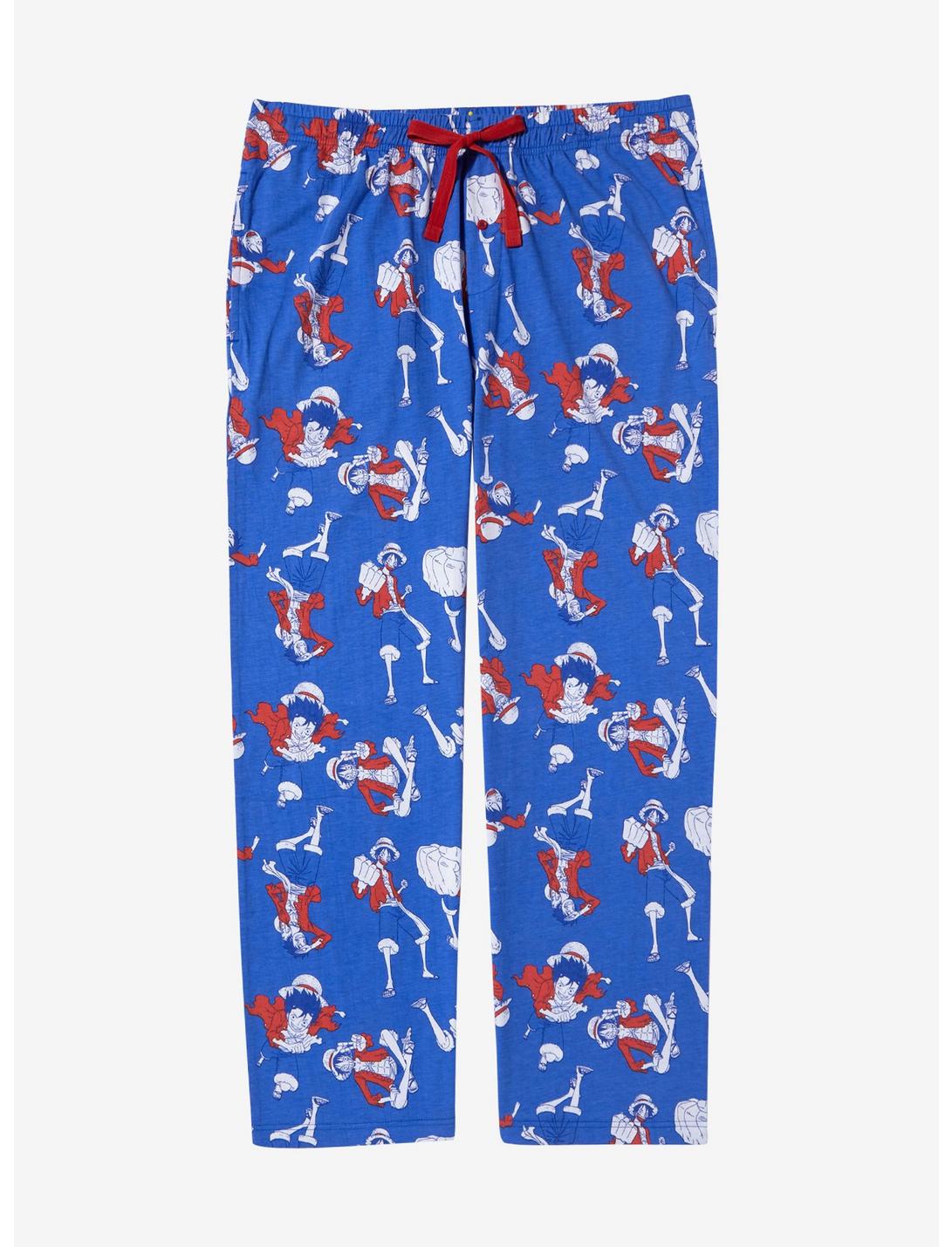 One Piece Monkey D. Luffy Poses Sleep Pants - BoxLunch Exclusive, BLUE, hi-res