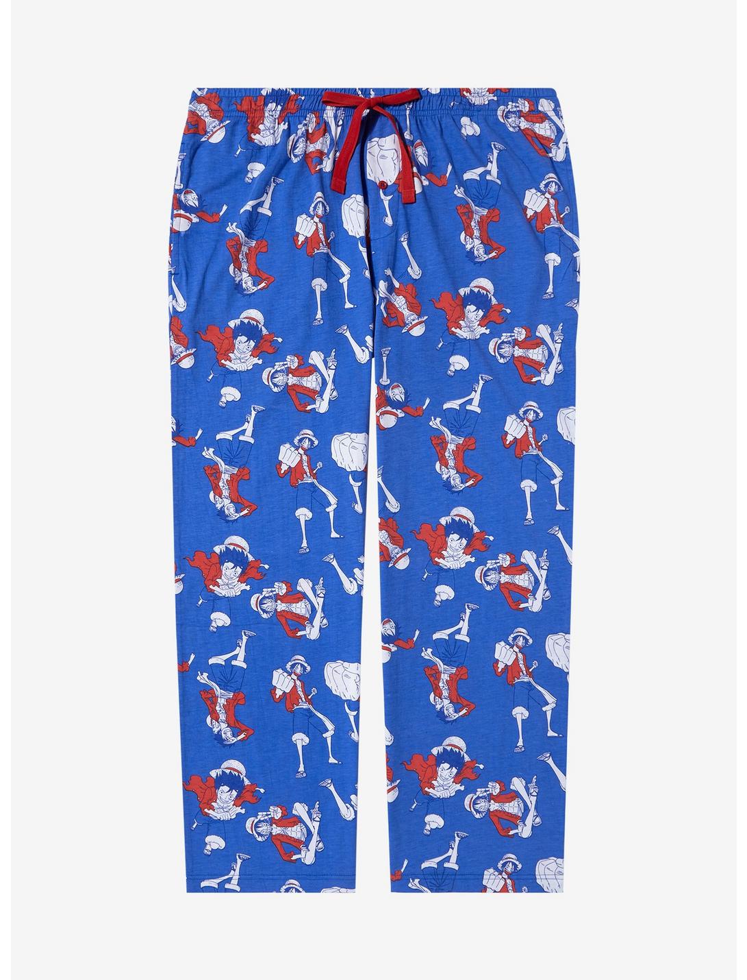 One Piece Monkey D. Luffy Poses Plus Size Sleep Pants - BoxLunch Exclusive, BLUE, hi-res