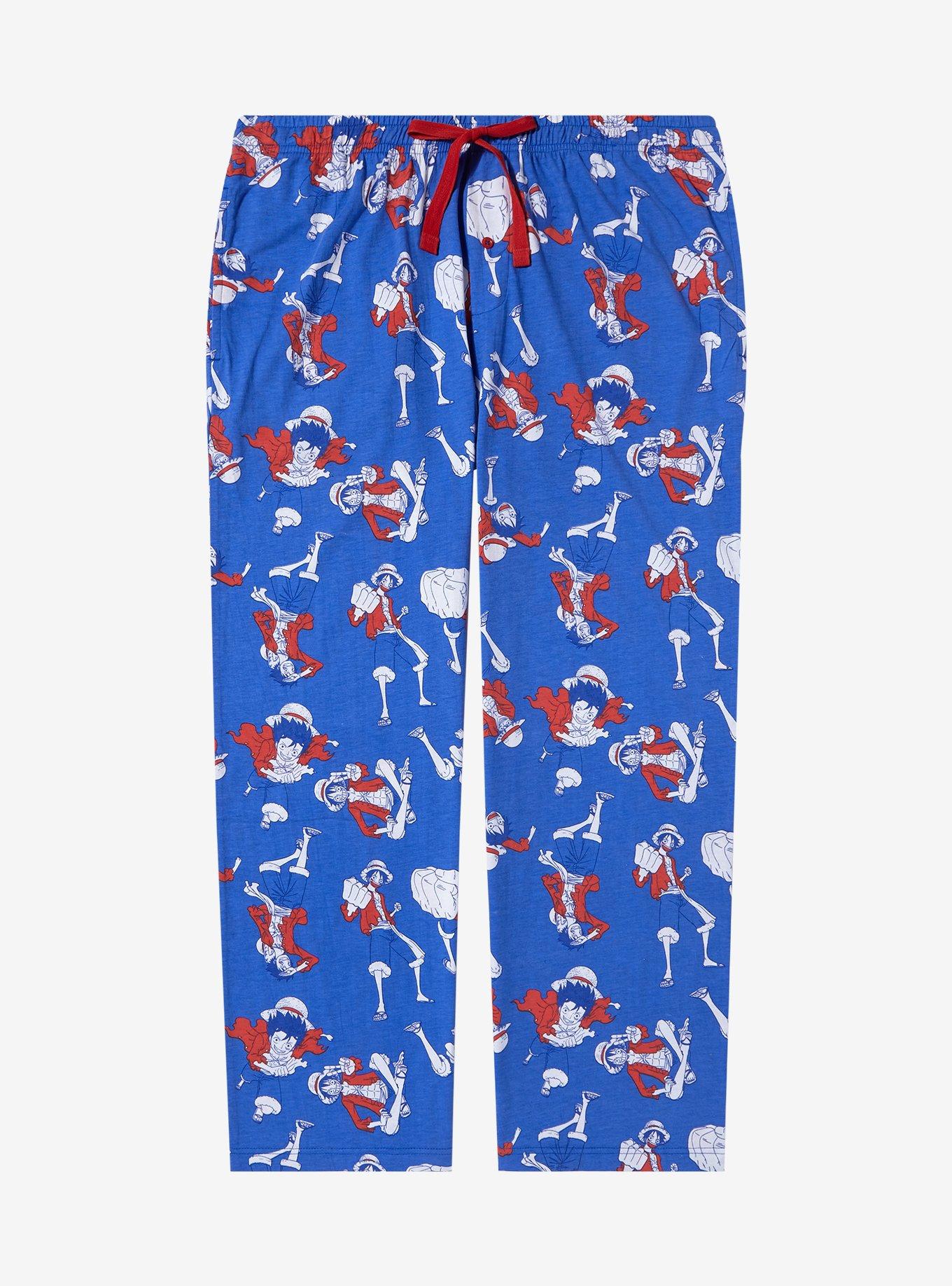 One Piece Monkey D. Luffy Poses Plus Size Sleep Pants - BoxLunch Exclusive, BLUE, hi-res