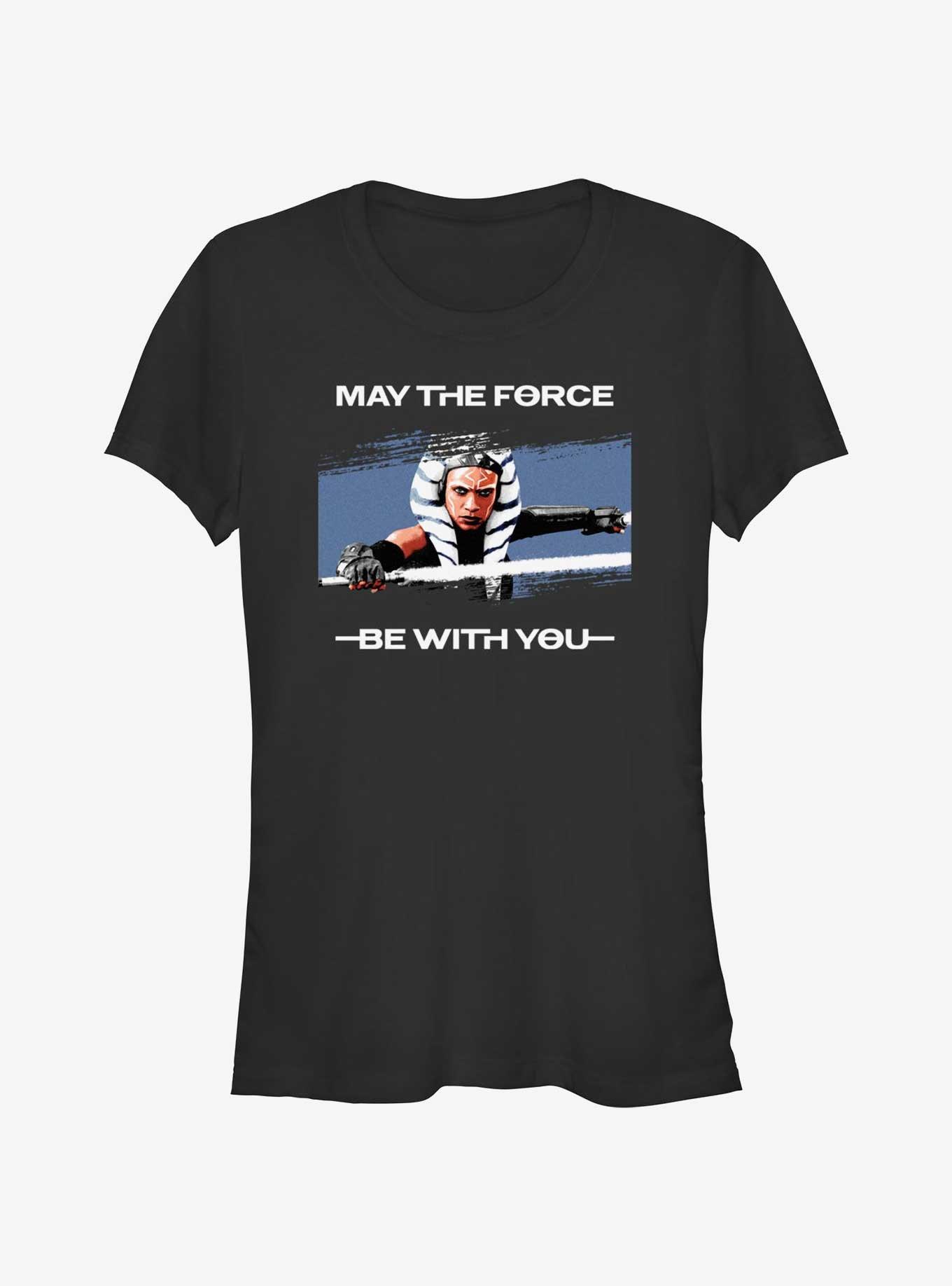 Star Wars Ahsoka May The Force Be With You Portrait Girls T-Shirt, BLACK, hi-res