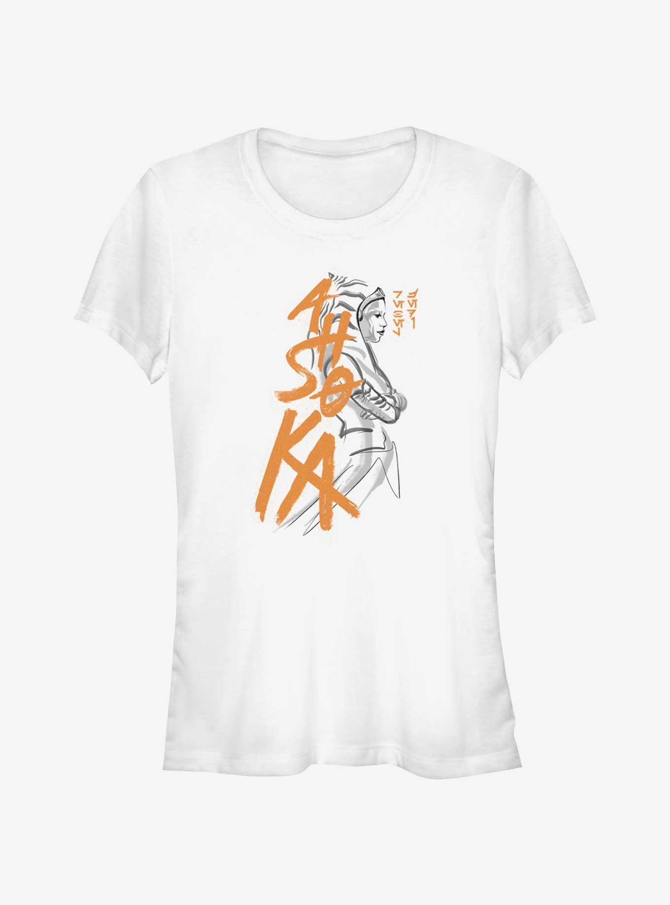 Star Wars Ahsoka Brush Strokes Portrait Girls T-Shirt, , hi-res