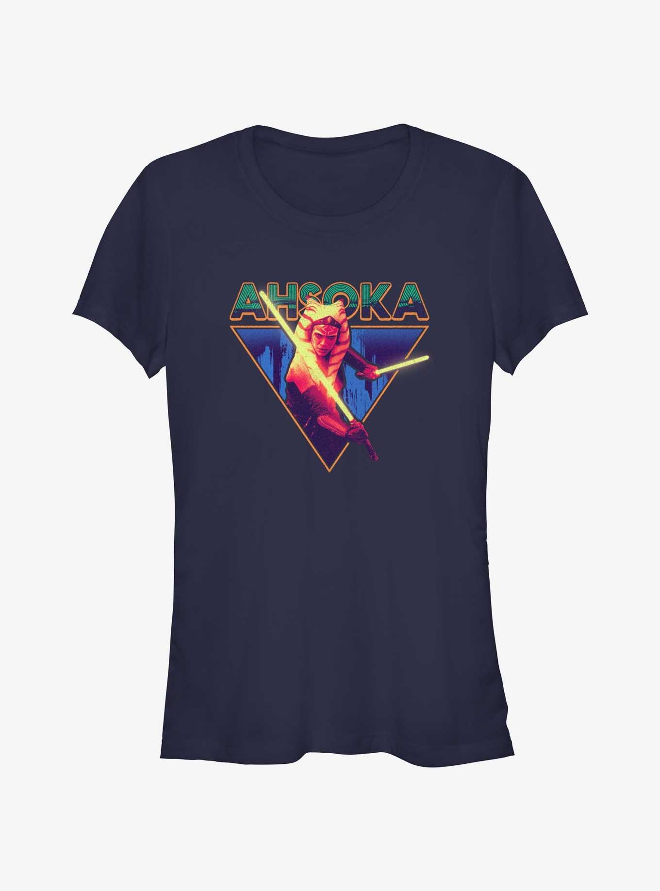 Star Wars Ahsoka Blazing Saber Girls T-Shirt, NAVY, hi-res