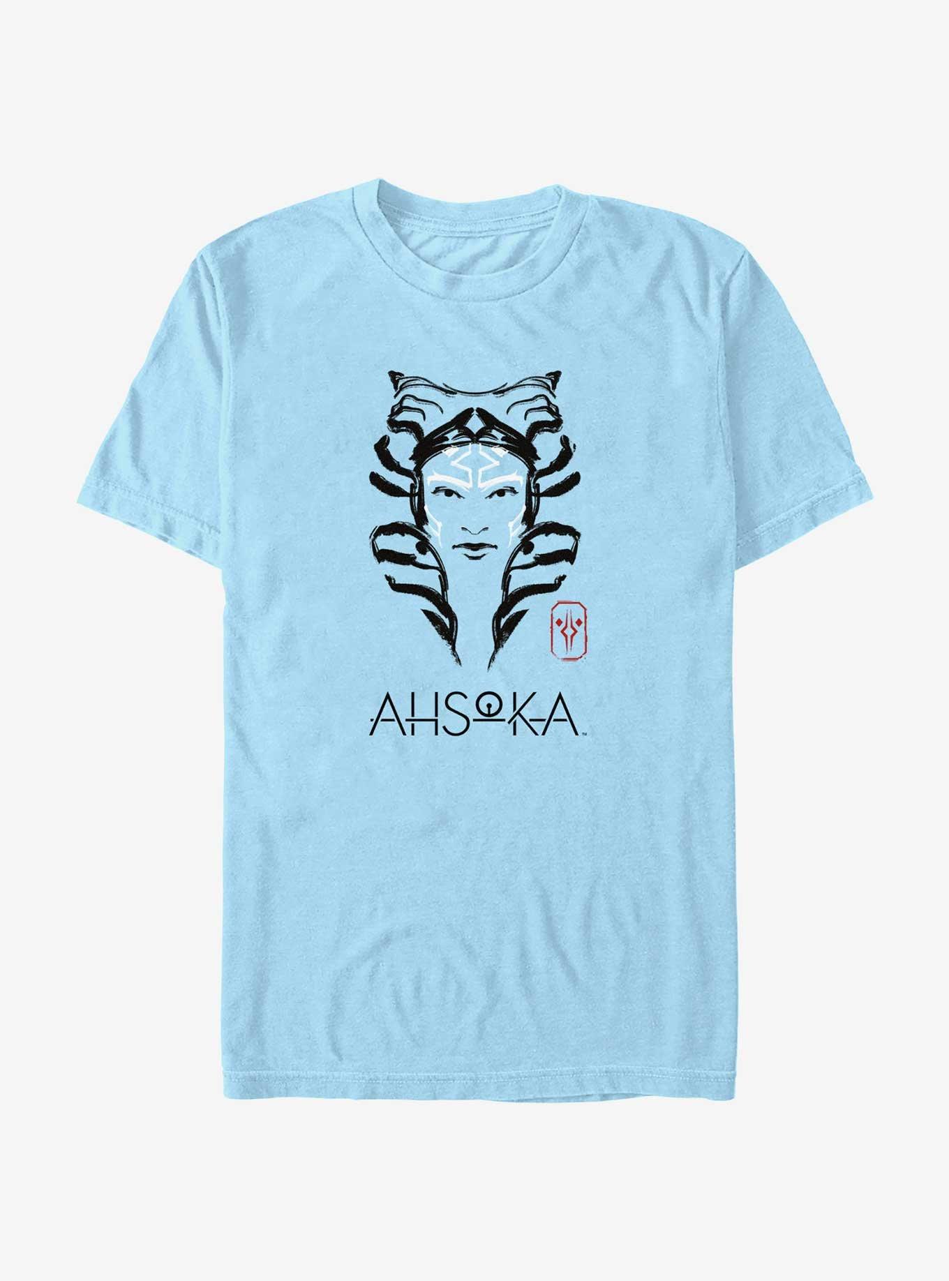 Star Wars Ahsoka Face Portrait T-Shirt, LT BLUE, hi-res