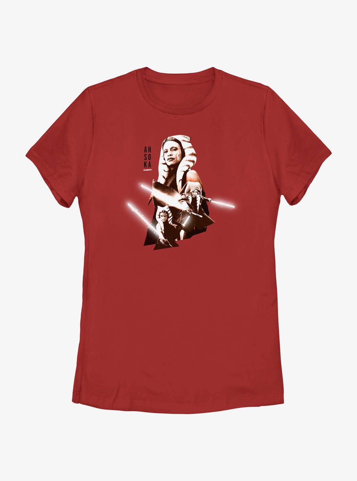 Star Wars Ahsoka Hero Portrait Womens T-Shirt, RED, hi-res