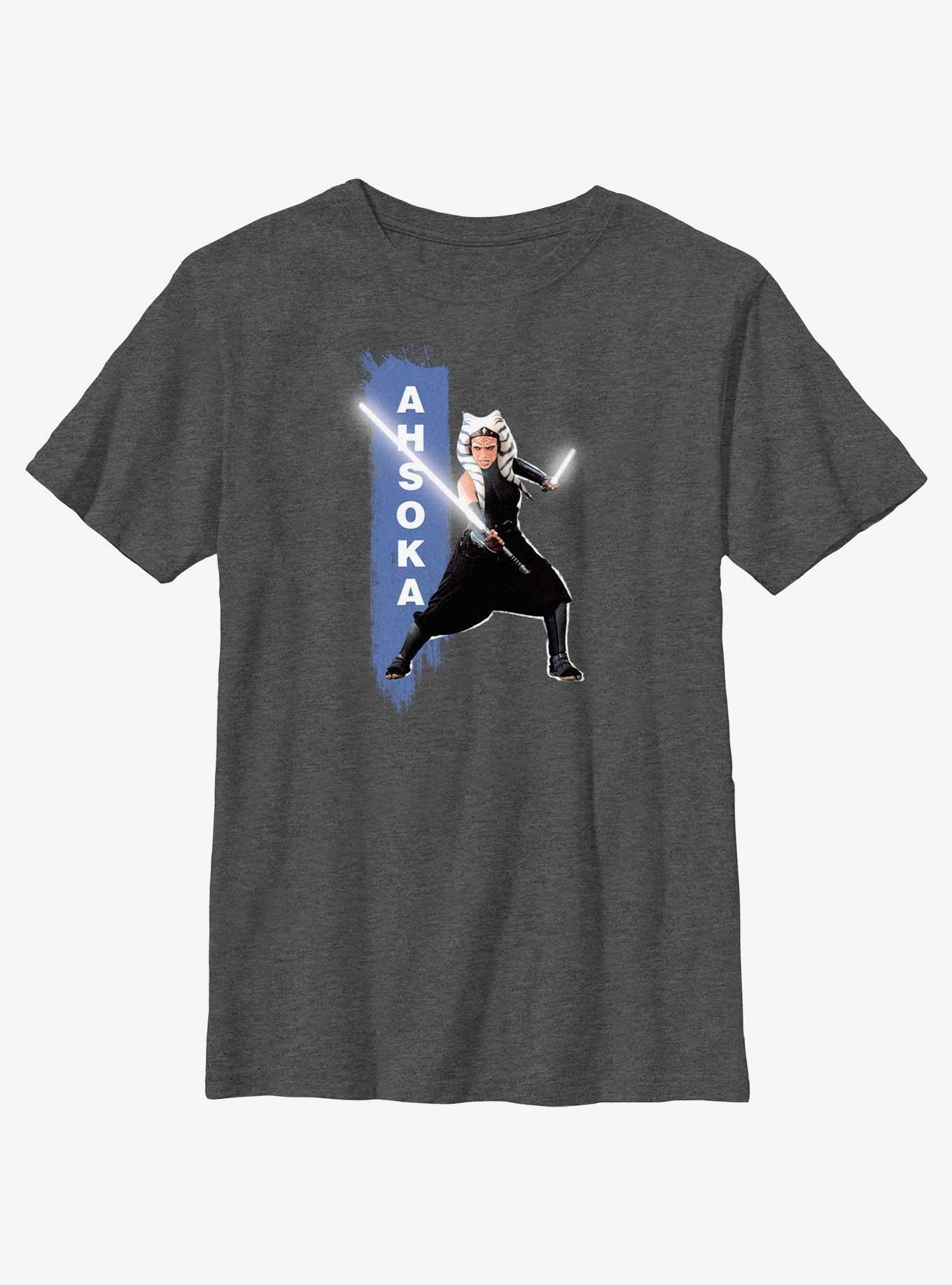 Star Wars Ahsoka Two Sabers Youth T-Shirt, CHAR HTR, hi-res