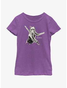 Star Wars Ahsoka Jedi Sketch Youth Girls T-Shirt, , hi-res