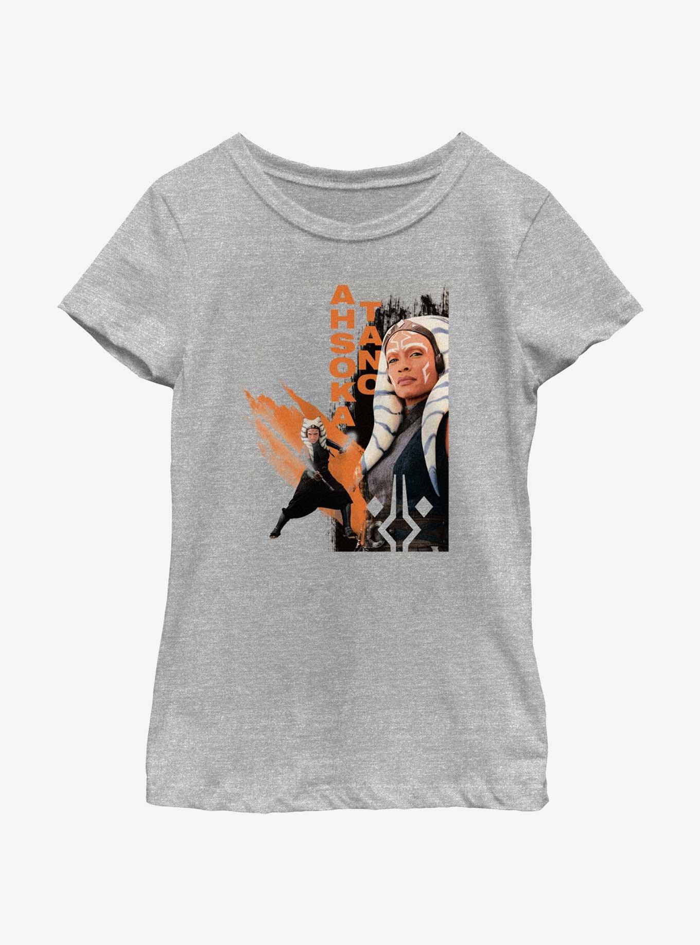 Star Wars Ahsoka Portrait Swoosh Youth Girls T-Shirt, ATH HTR, hi-res