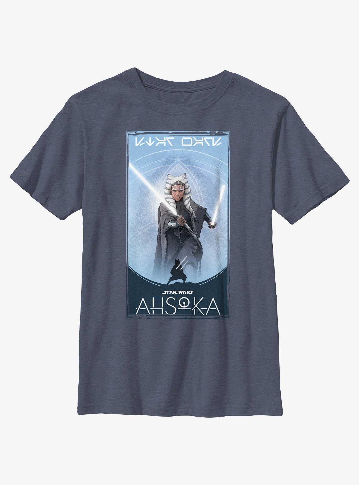 Star Wars Ahsoka Jedi Poster Youth T-Shirt, NAVY HTR, hi-res