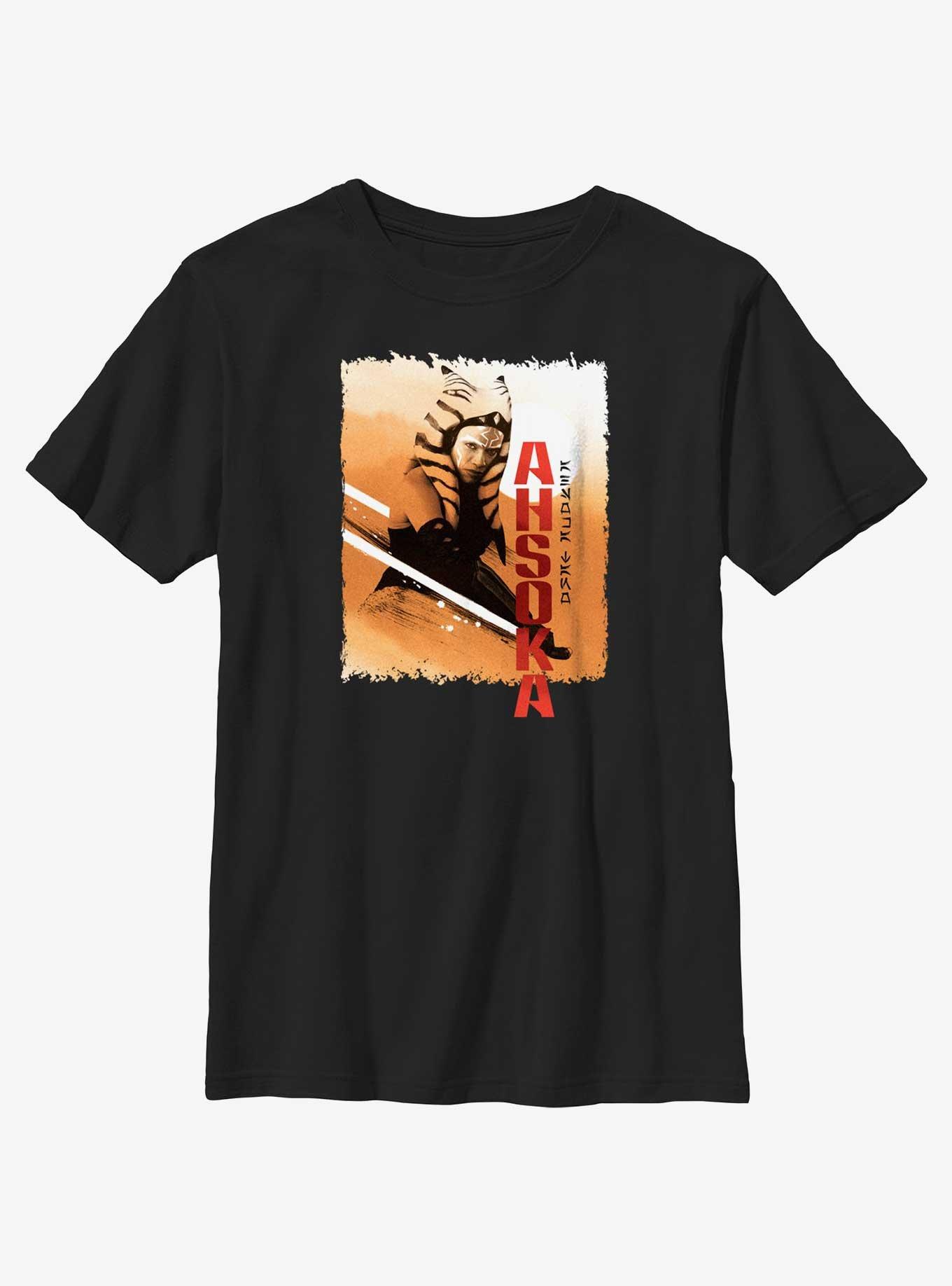 Star Wars Ahsoka Warm Tonal Swoosh Youth T-Shirt, BLACK, hi-res