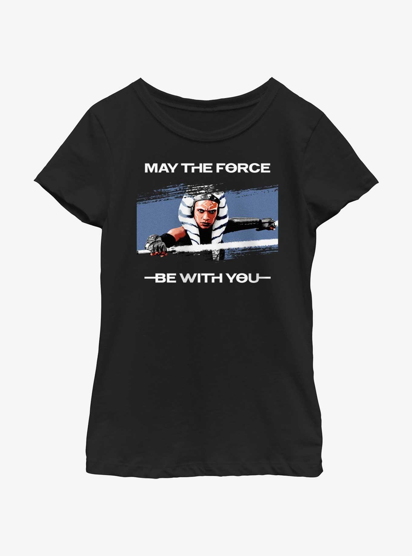 Star Wars Ahsoka May The Force Be With You Portrait Youth Girls T-Shirt, BLACK, hi-res