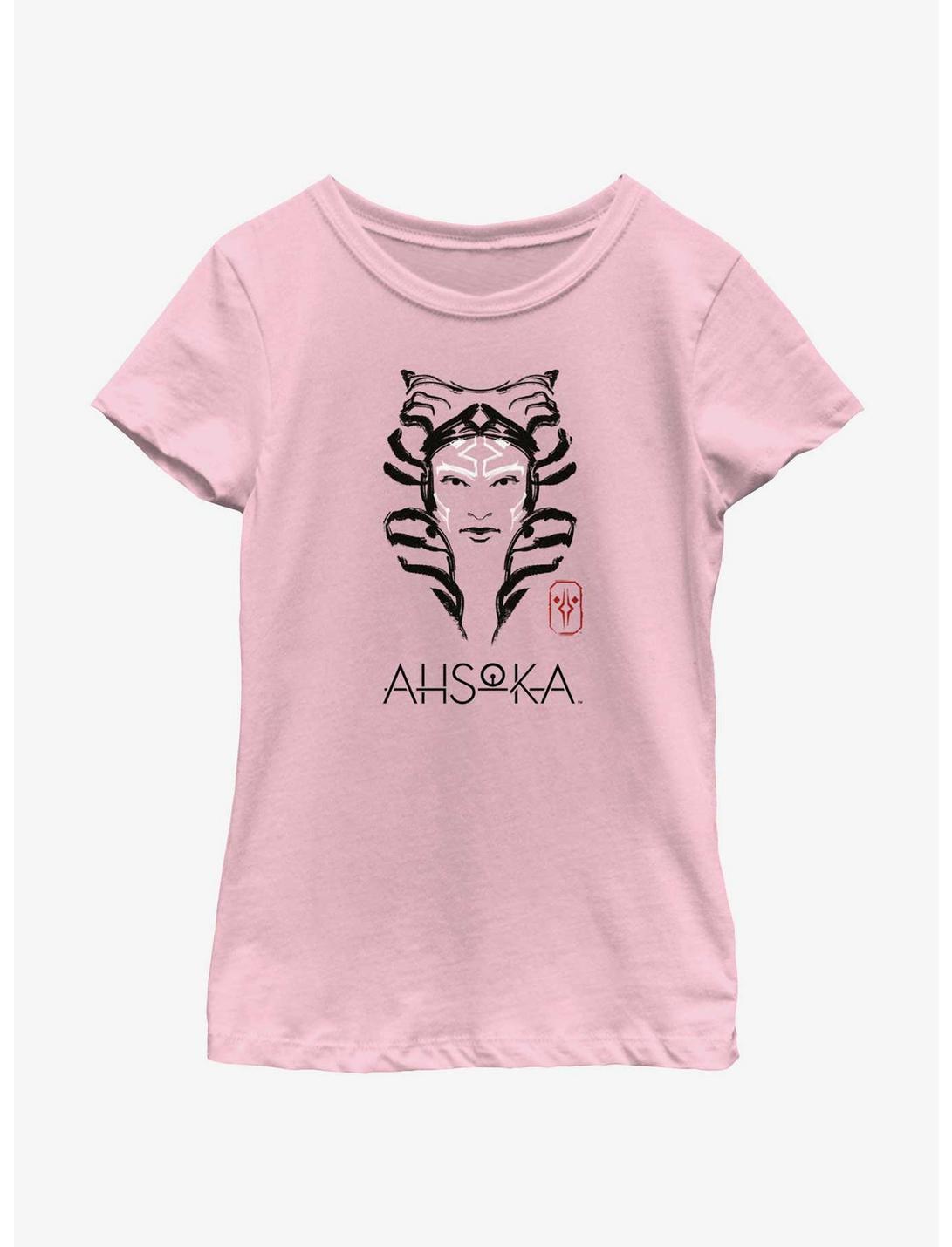 Star Wars Ahsoka Face Portrait Youth Girls T-Shirt, PINK, hi-res