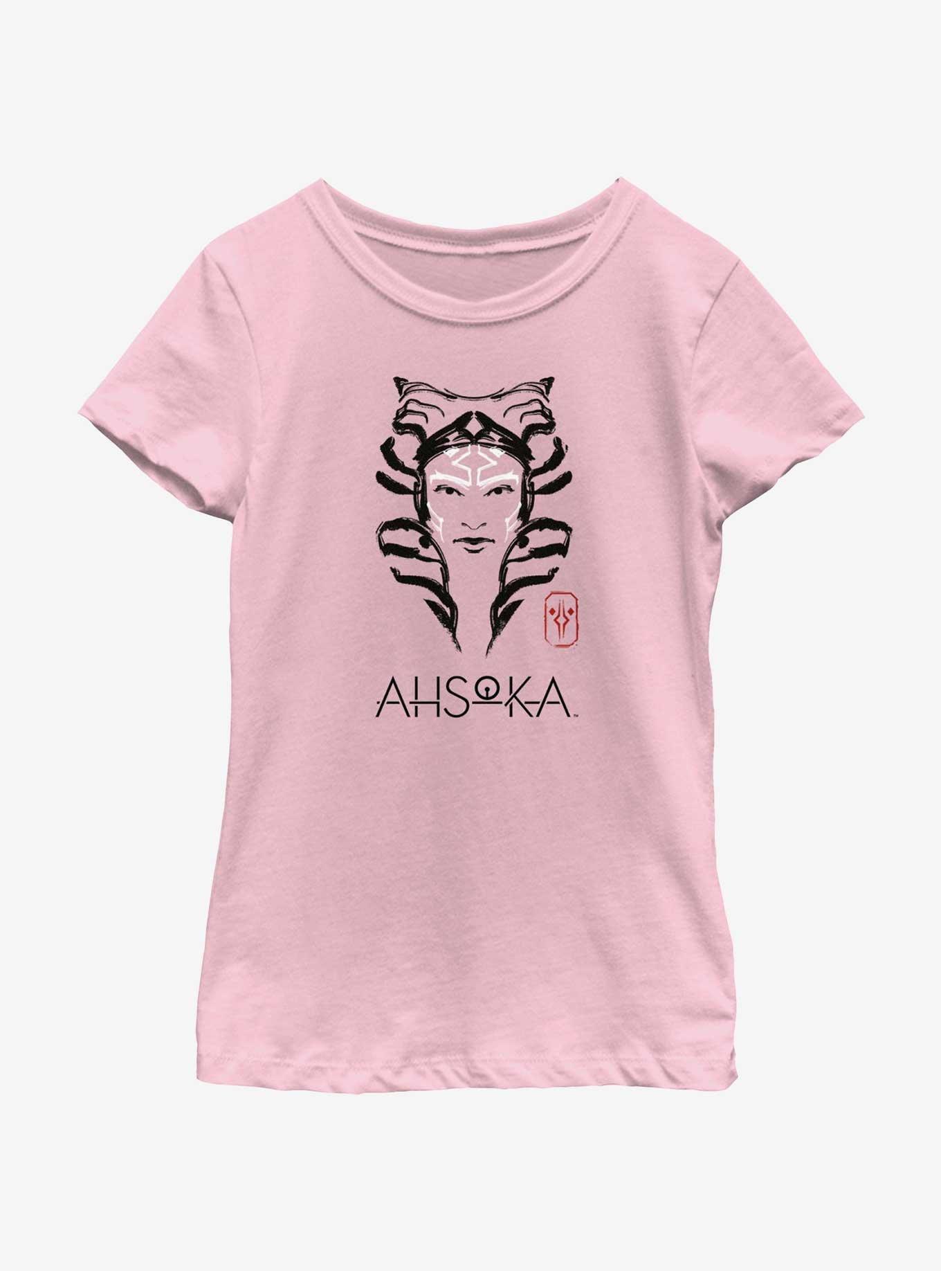 Star Wars Ahsoka Face Portrait Youth Girls T-Shirt, , hi-res