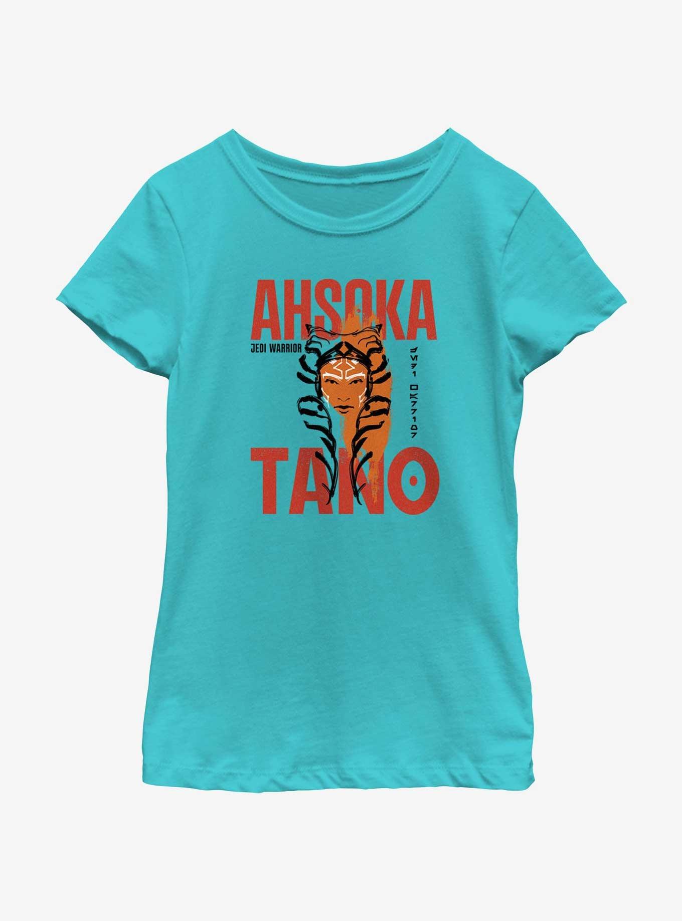 Star Wars Ahsoka Face Overlay Youth Girls T-Shirt, TAHI BLUE, hi-res