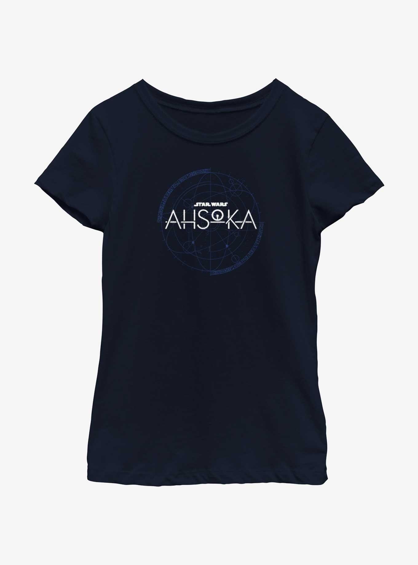 Star Wars Ahsoka Planetary Logo Youth Girls T-Shirt, NAVY, hi-res