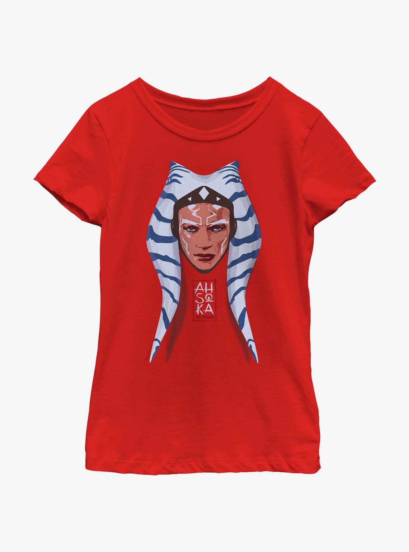 Star Wars Ahsoka Montral Portrait Youth Girls T-Shirt, RED, hi-res