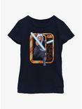 Star Wars Ahsoka Saber Badge Youth Girls T-Shirt, NAVY, hi-res