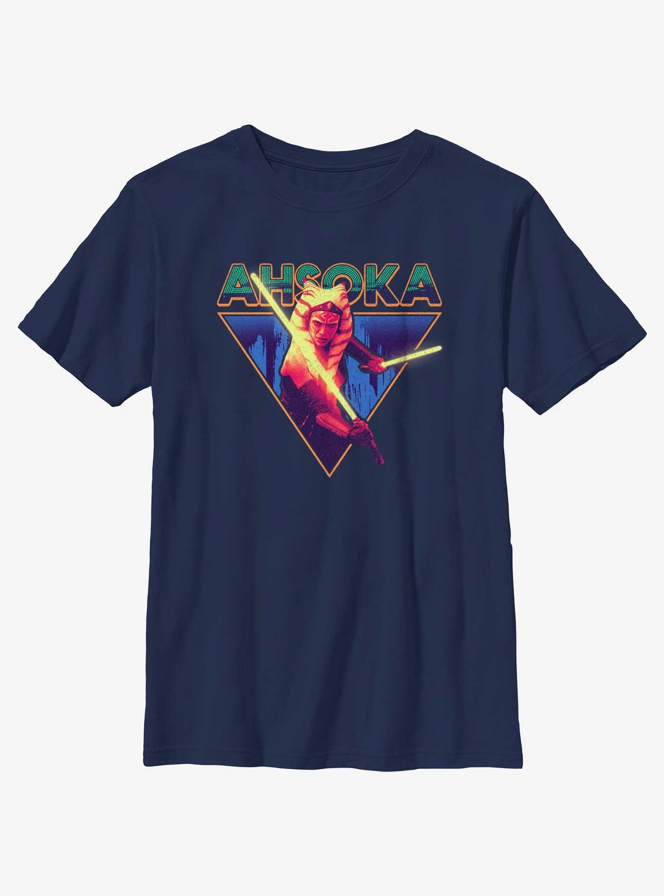Star Wars Ahsoka Blazing Saber Youth T-Shirt, NAVY, hi-res