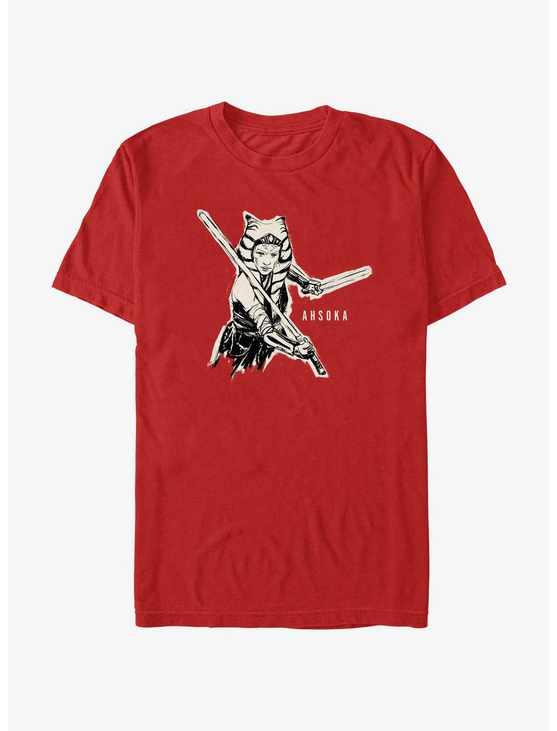 Star Wars Ahsoka Jedi Sketch T-Shirt, RED, hi-res
