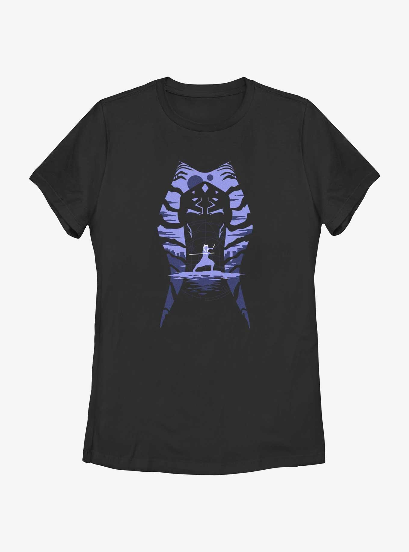 Star Wars Ahsoka Montral Skyline Womens T-Shirt, BLACK, hi-res