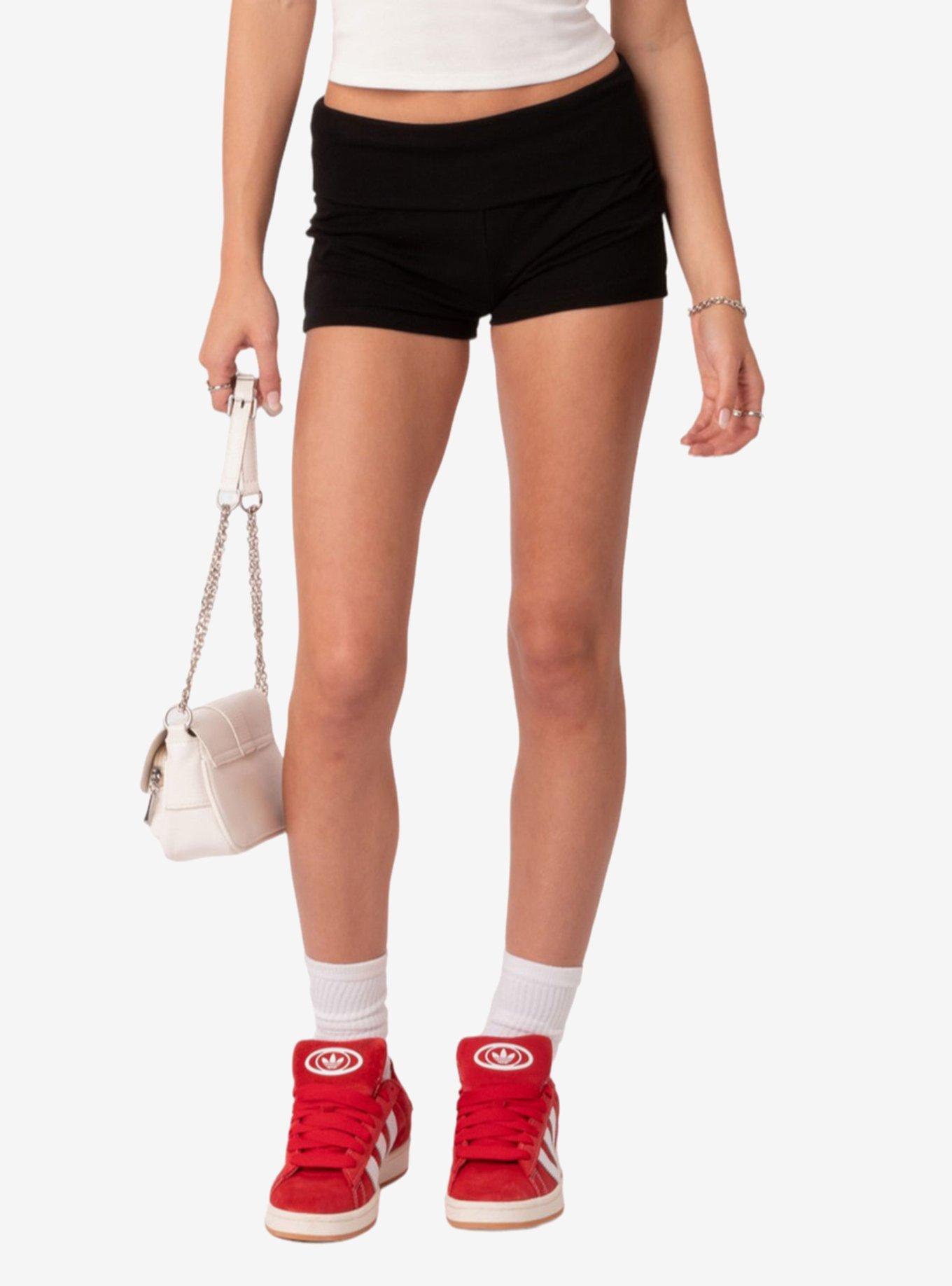 I Love Me Fold Over Shorts, BLACK, hi-res