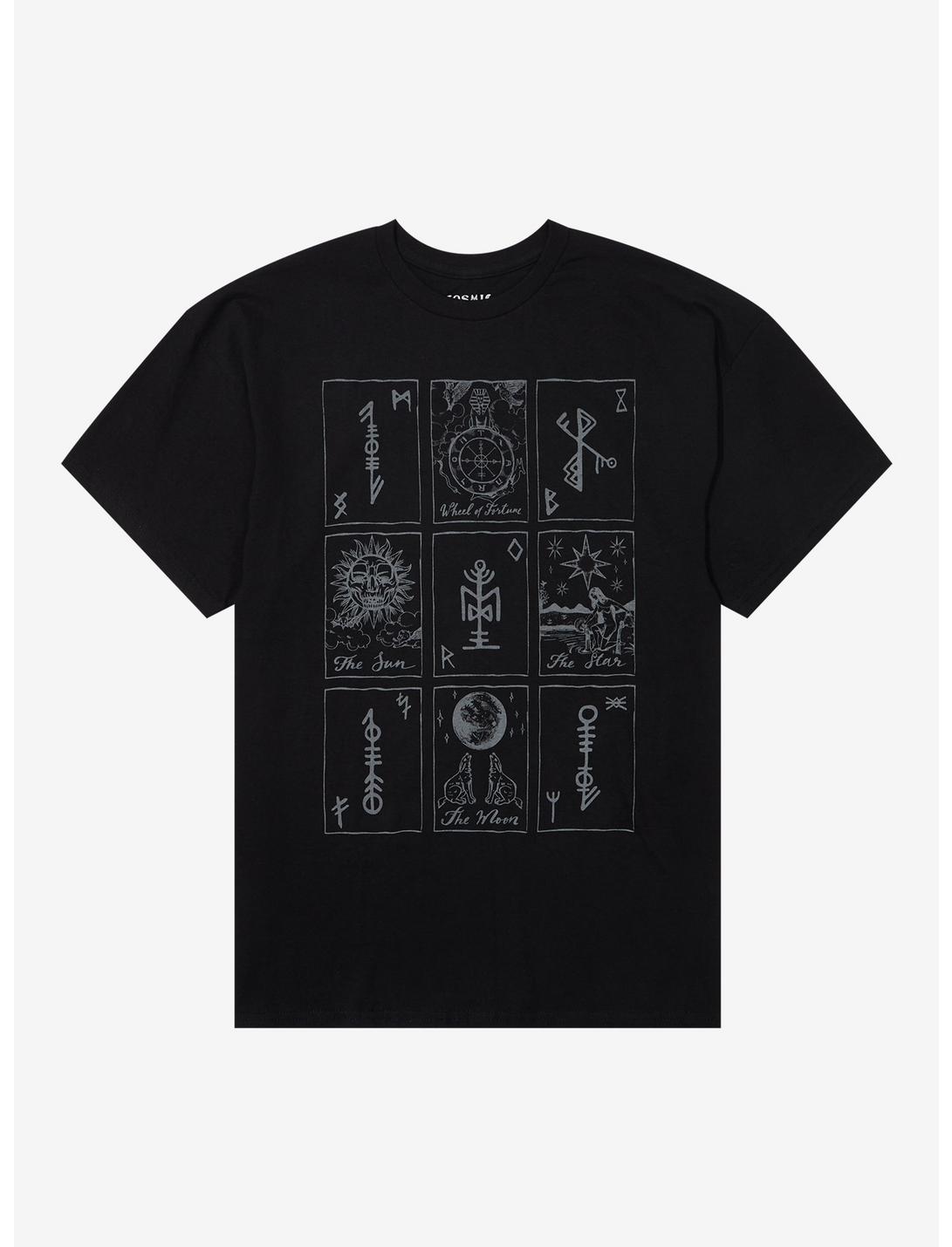 Cosmic Aura Tarot Card Oversized T-Shirt, BLACK, hi-res