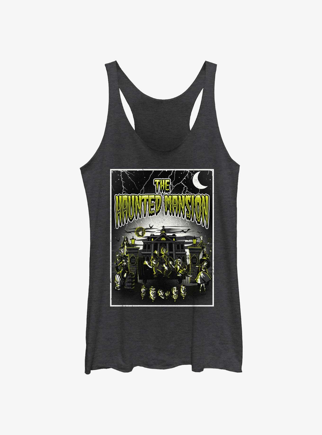 Disney Haunted Mansion Horror Mansion Poster Womens Tank Top BoxLunch Web Exclusive, BLK HTR, hi-res