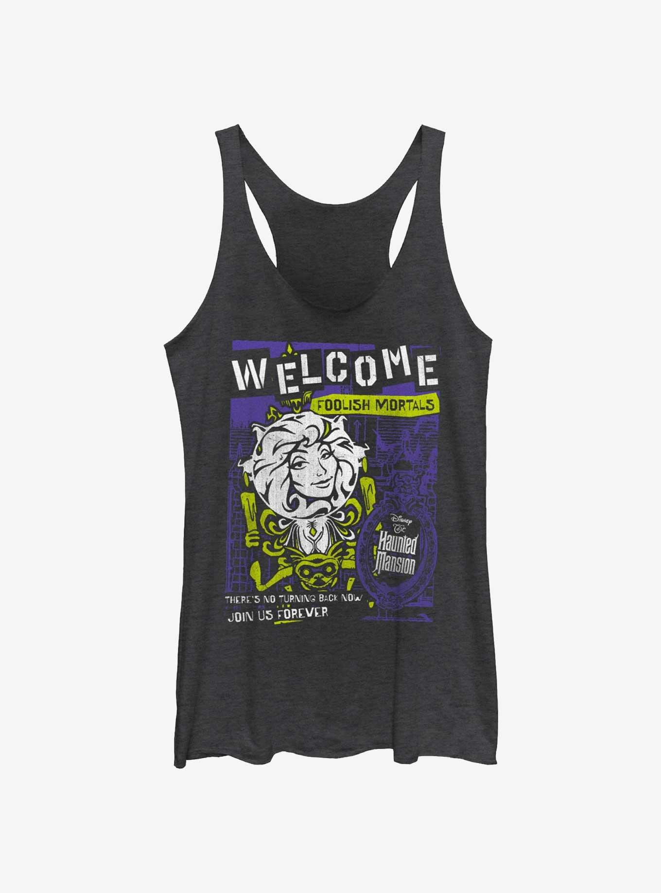 Disney Haunted Mansion Leota Toombs Welcome Poster Womens Tank Top, BLK HTR, hi-res