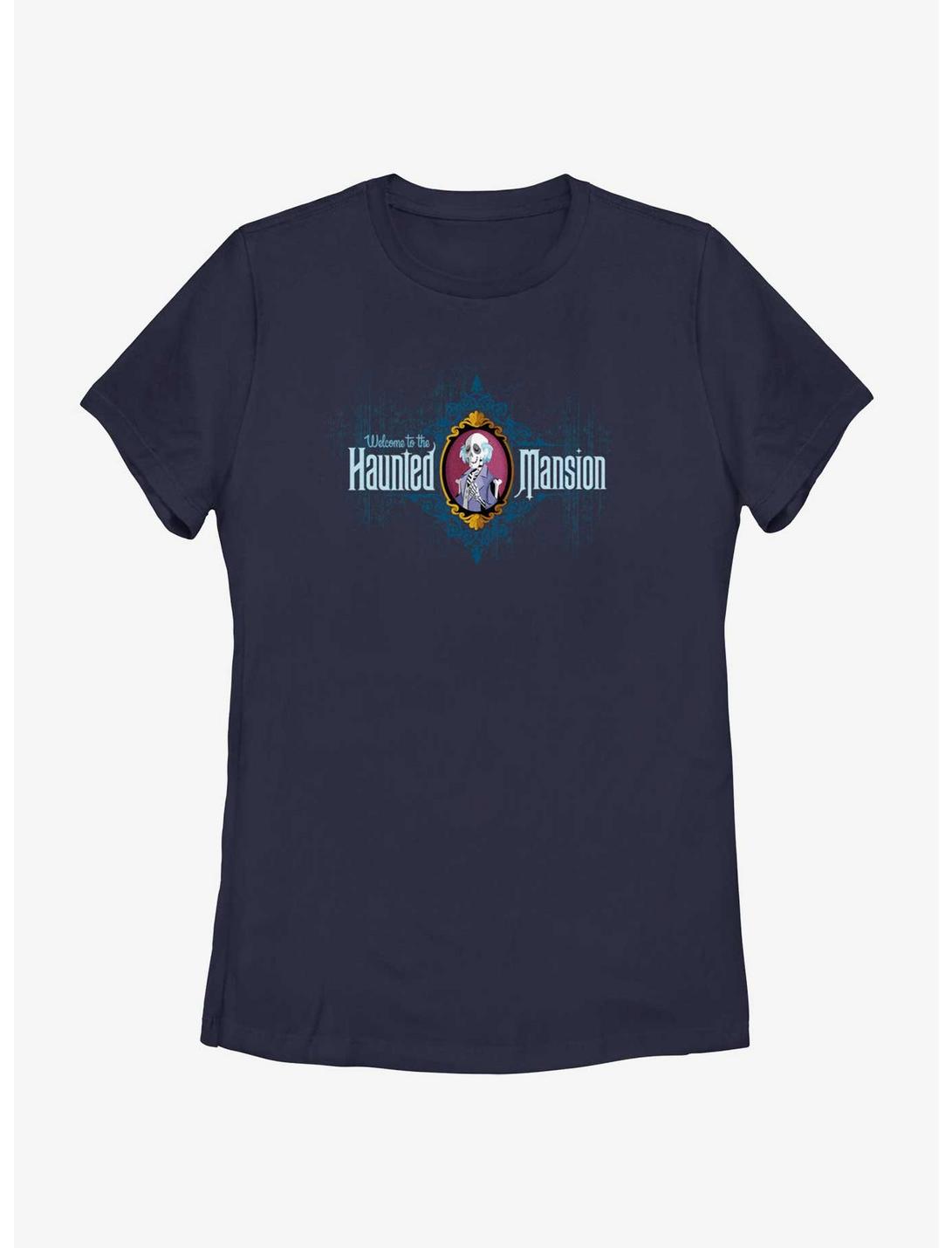 Disney Haunted Mansion Master Gracey Skeleton Portrait Womens T-Shirt, NAVY, hi-res