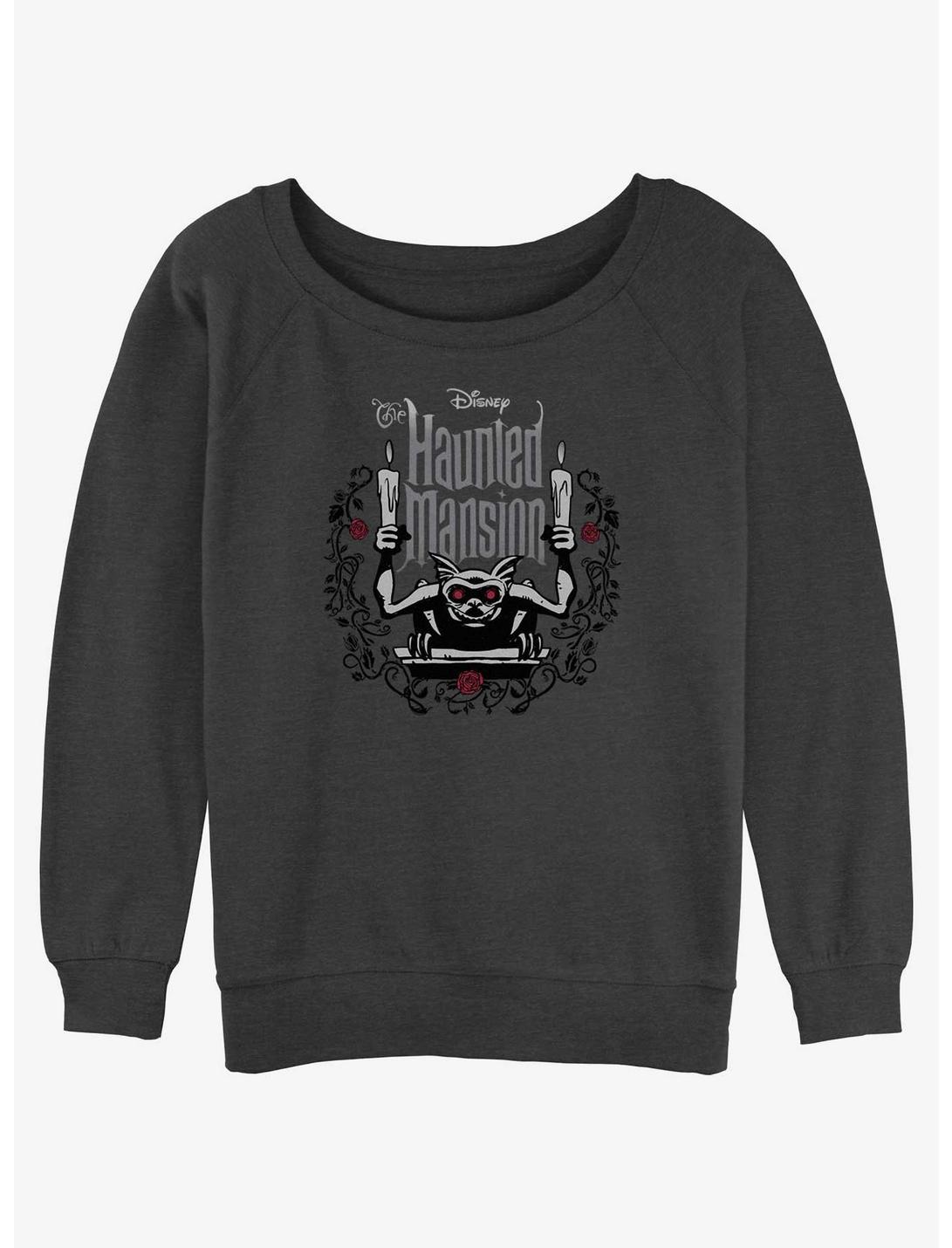 Disney Haunted Mansion Gargoyle With Candles Womens Slouchy Sweatshirt, CHAR HTR, hi-res