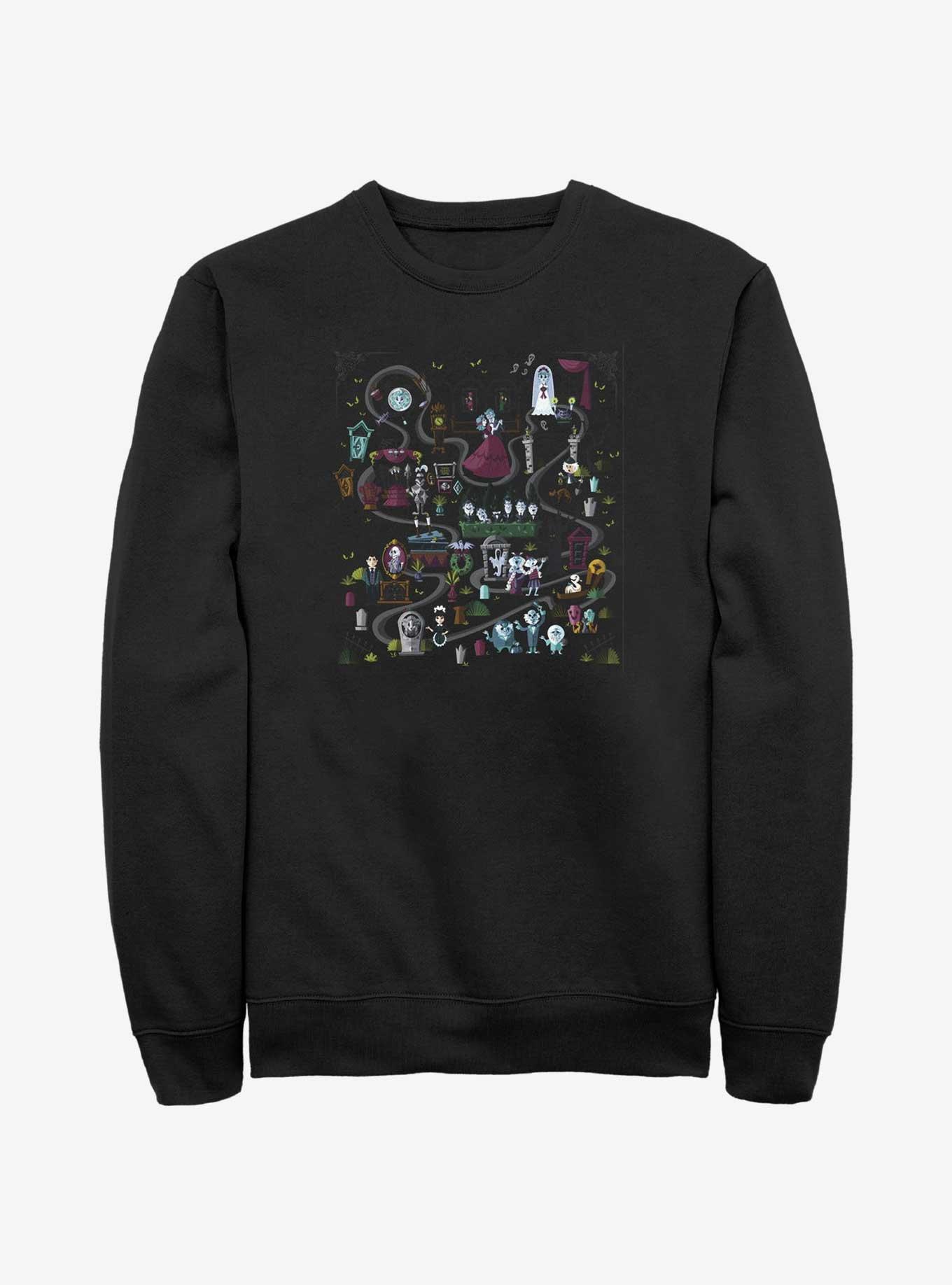 Disney Haunted Mansion Mansion Map Sweatshirt, BLACK, hi-res