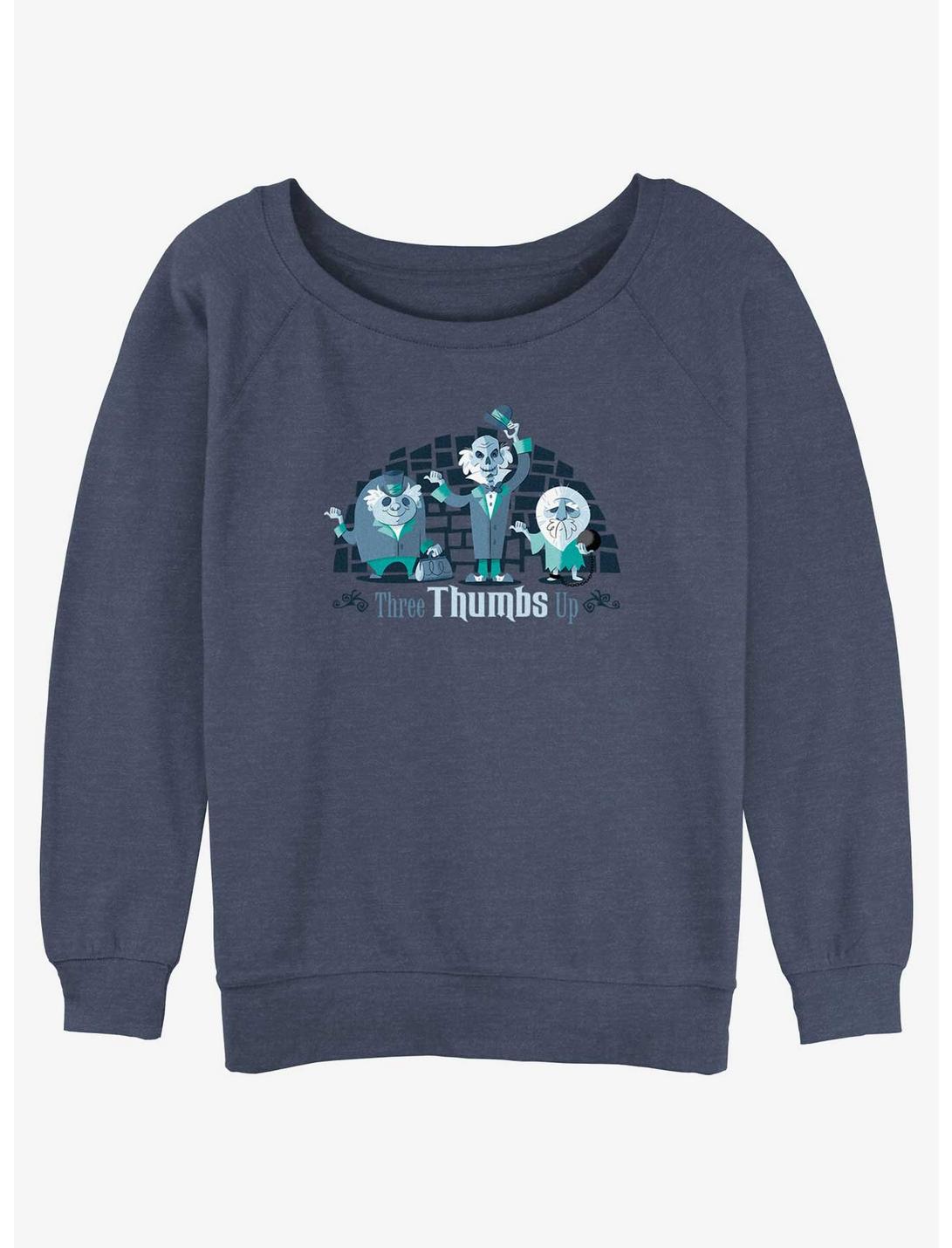 Disney Haunted Mansion Three Thumbs Up Womens Slouchy Sweatshirt, BLUEHTR, hi-res