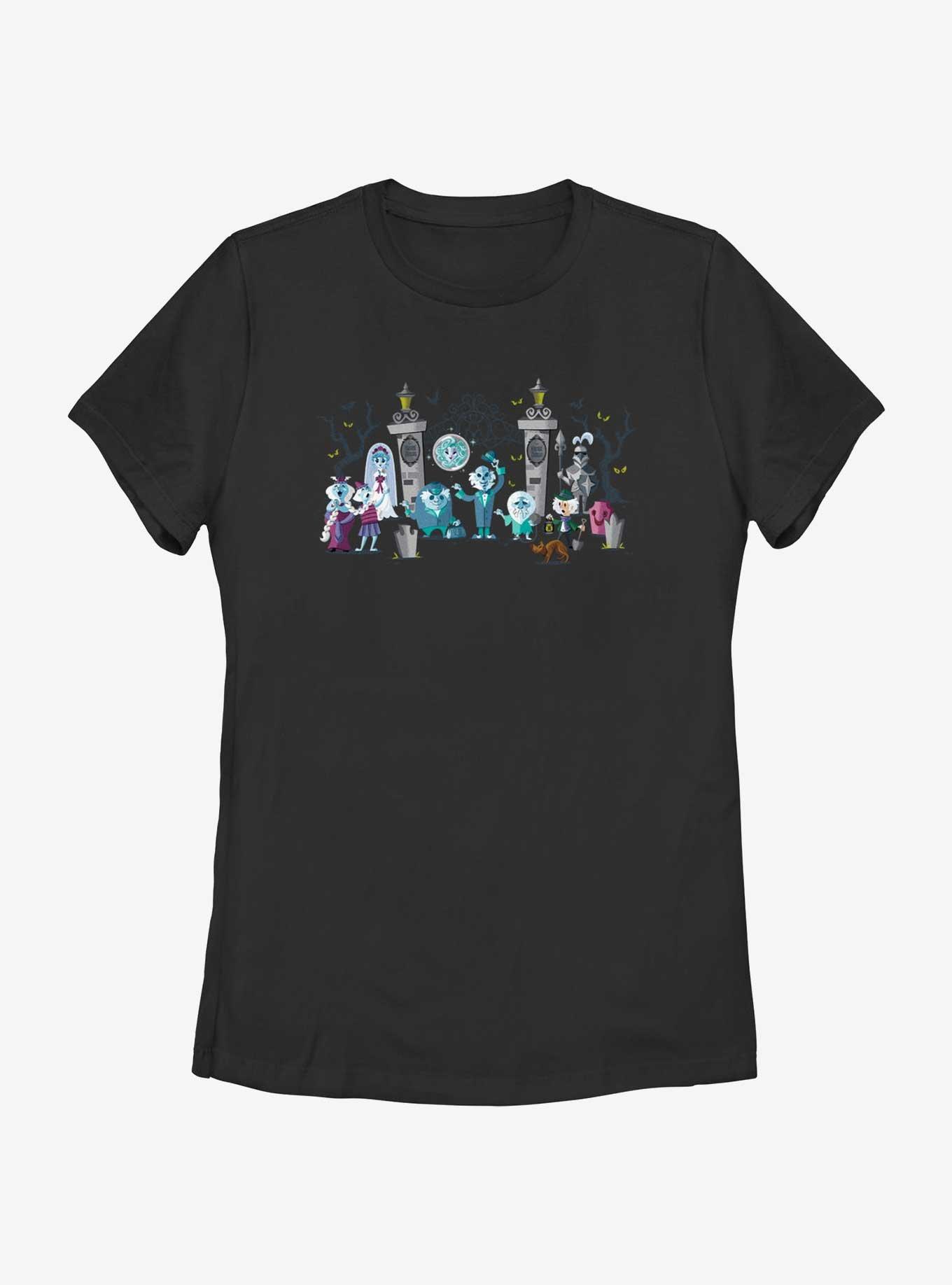 Disney Haunted Mansion Entrance Lineup Womens T-Shirt, BLACK, hi-res