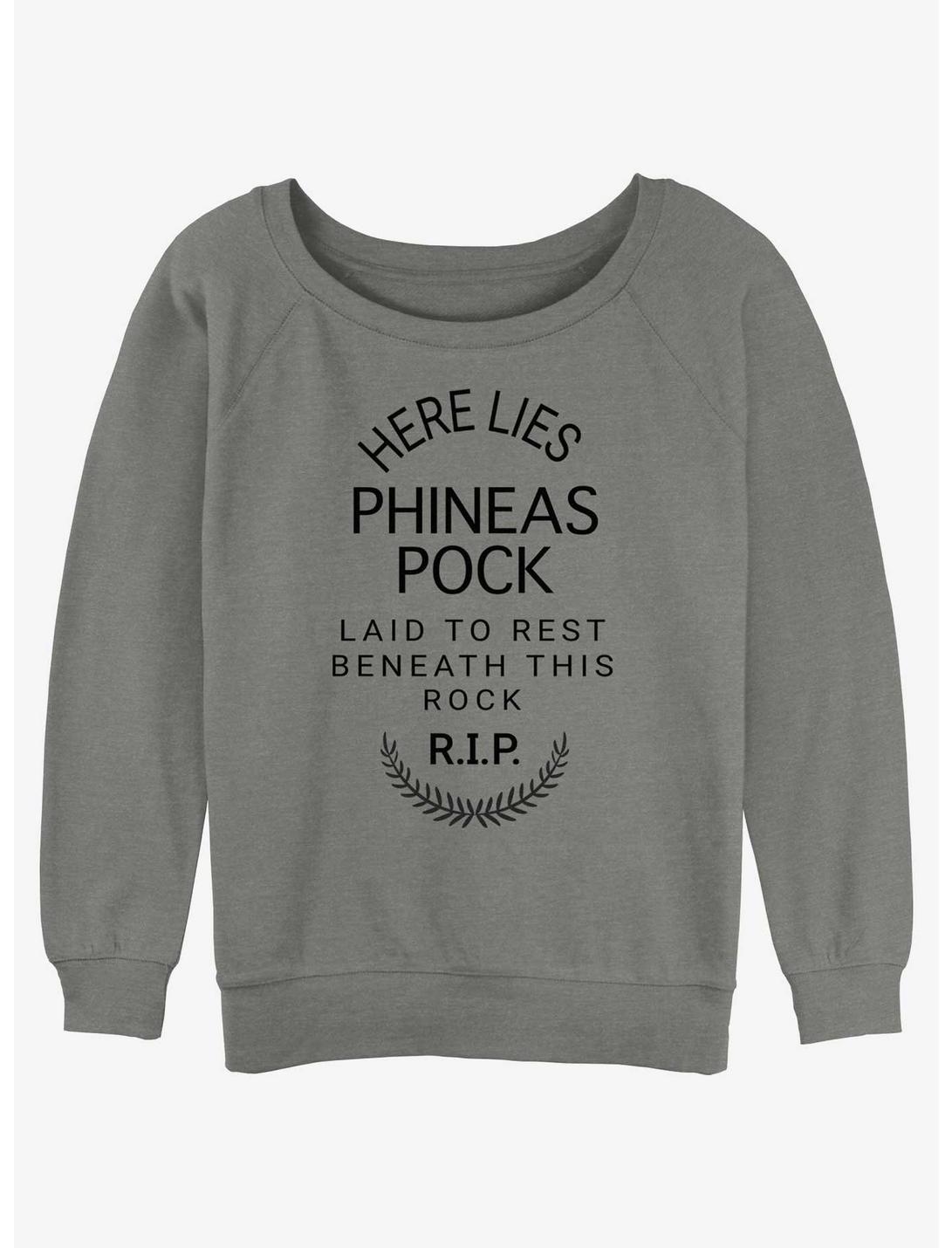 Disney Haunted Mansion Here Lies Phineas Pock Womens Slouchy Sweatshirt, GRAY HTR, hi-res
