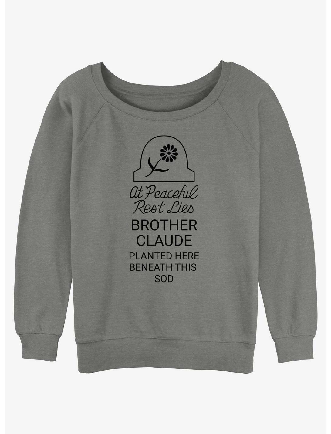 Disney Haunted Mansion Peaceful Rest Lies Brother Claude Womens Slouchy Sweatshirt, GRAY HTR, hi-res
