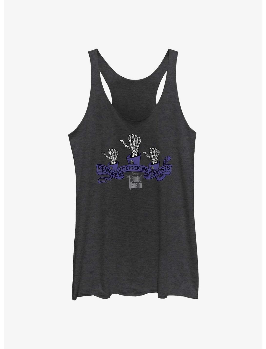 Disney Haunted Mansion Beware Hitchhiking Ghosts Womens Tank Top, BLK HTR, hi-res