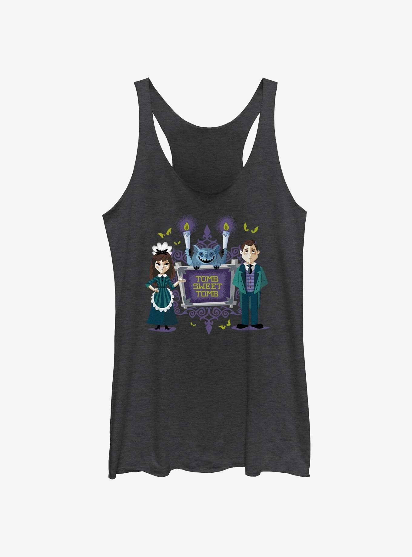 Disney Haunted Mansion Maid & Butler Tomb Sweet Tomb Womens Tank Top, BLK HTR, hi-res