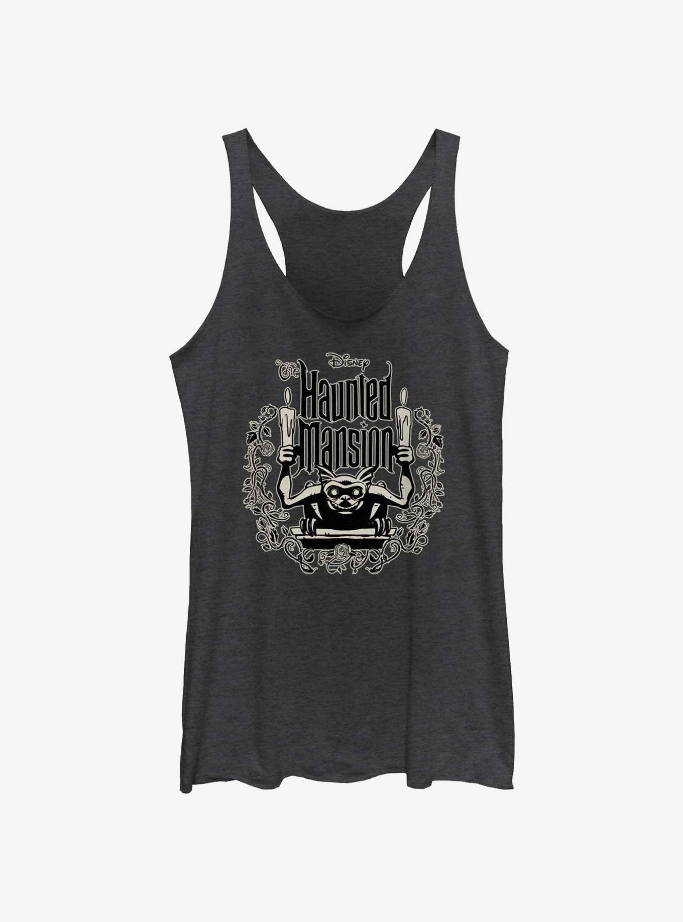 Disney Haunted Mansion Gargoyle Candle Holder Womens Tank Top, BLK HTR, hi-res