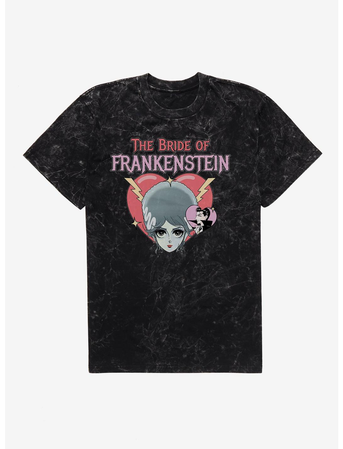 Monsters Anime The Bride Of Frankenstein Mineral Wash T-Shirt, BLACK MINERAL WASH, hi-res