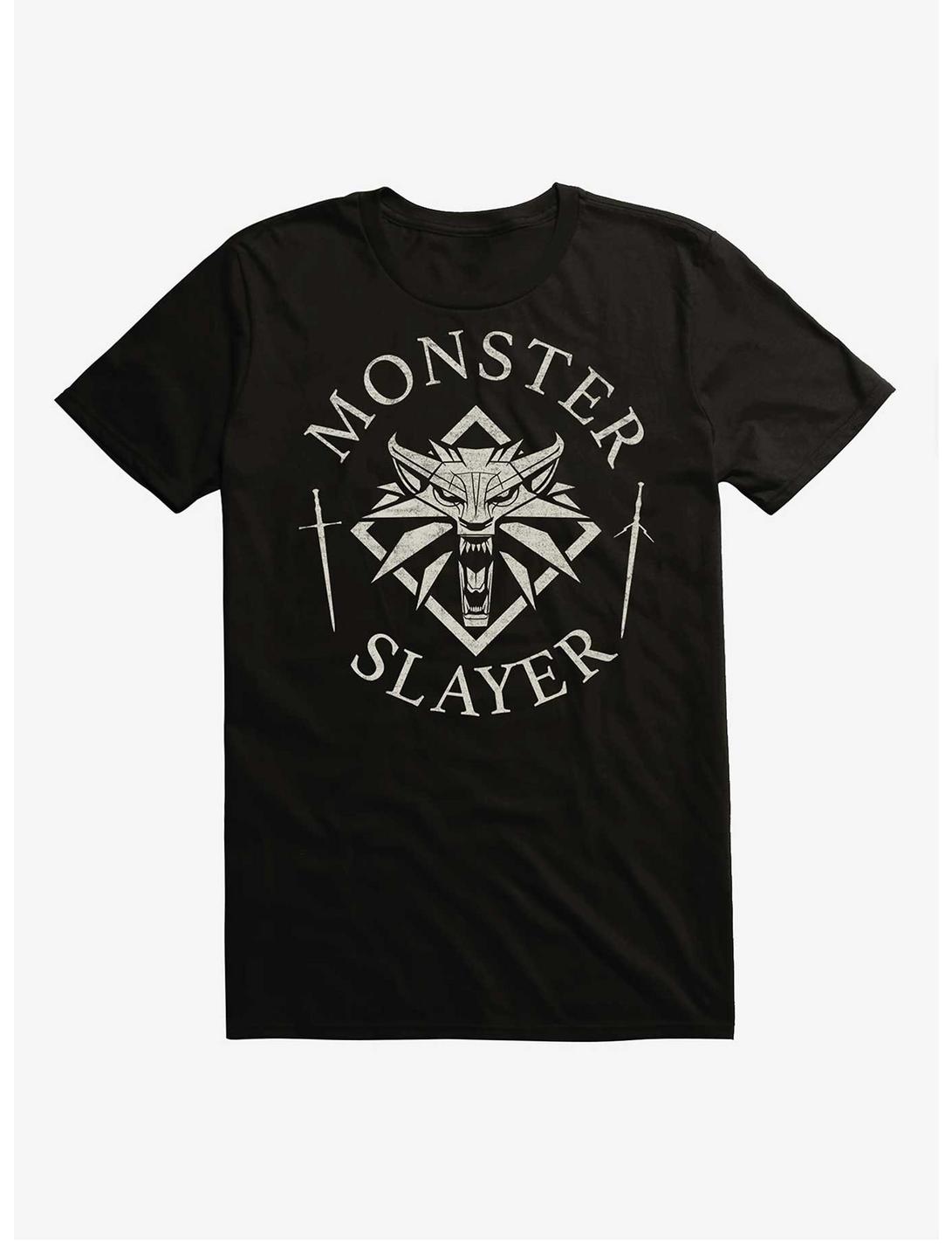 The Witcher 3: Wild Hunt Monster Slayer Wolf Symbol Layout T-Shirt, BLACK, hi-res
