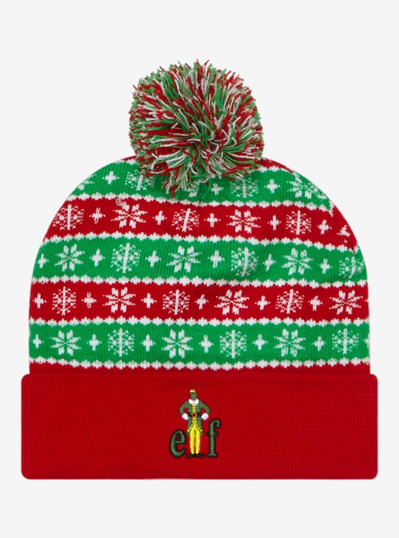 Elf Red & Green Stripe Pom Beanie, , hi-res