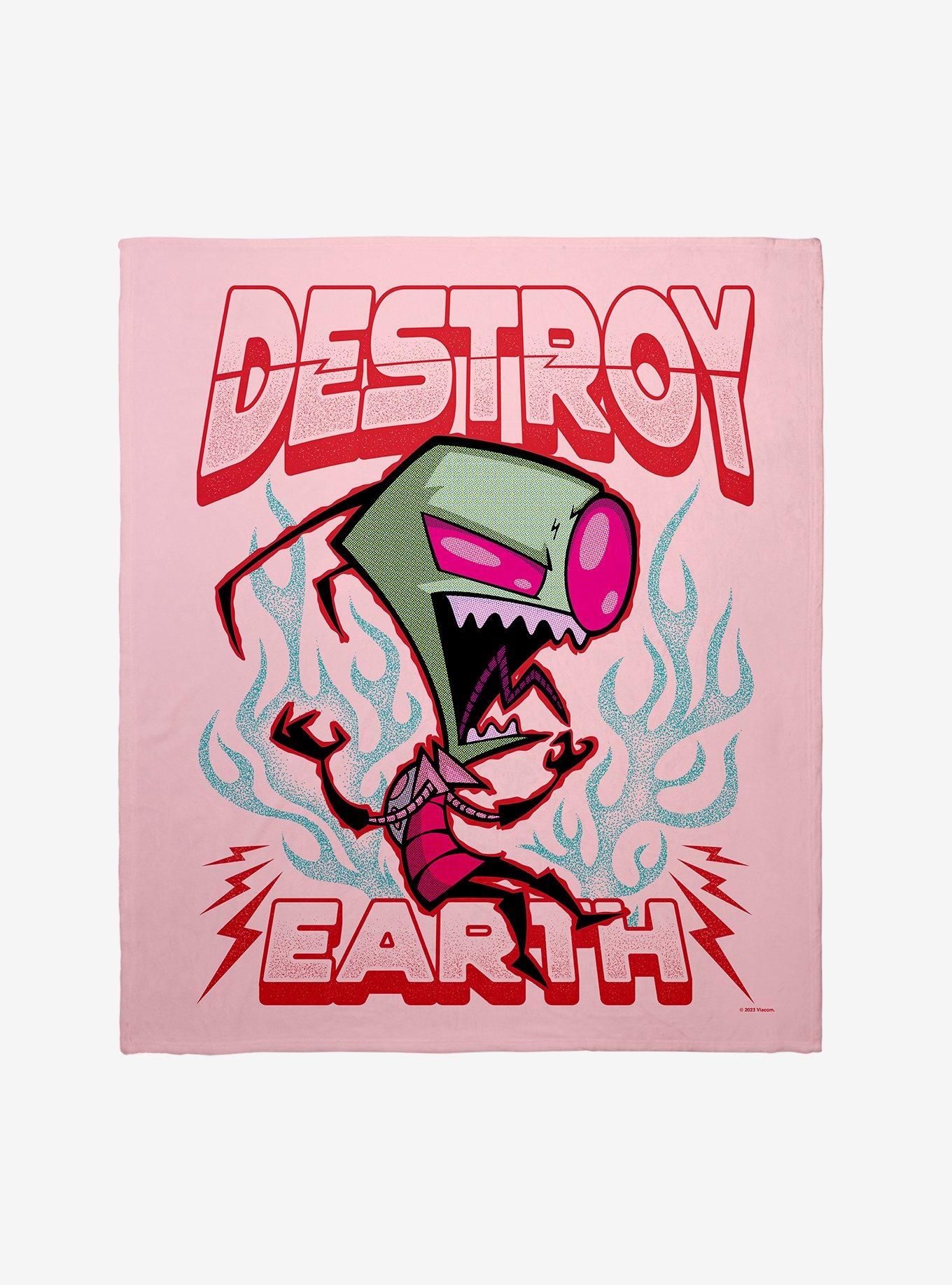 Invader Zim Destroy Earth Throw Blanket, , hi-res
