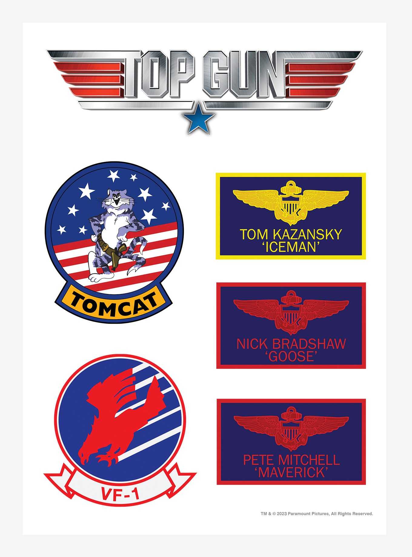 Top Gun Badge Kiss-Cut Sticker Sheet - WHITE