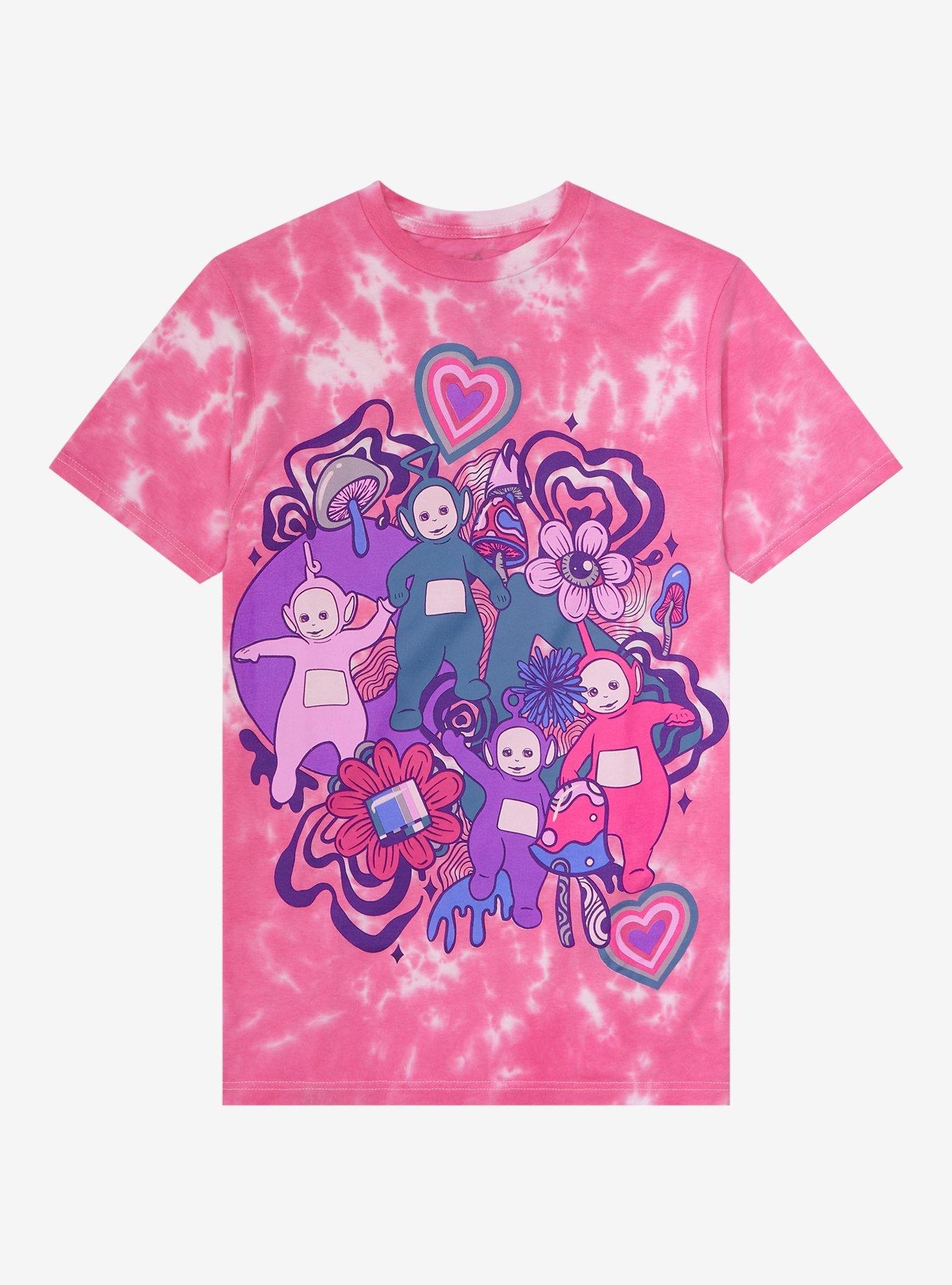 Teletubbies Groovy Pink Tie-Dye Boyfriend Fit Girls T-Shirt | Hot Topic