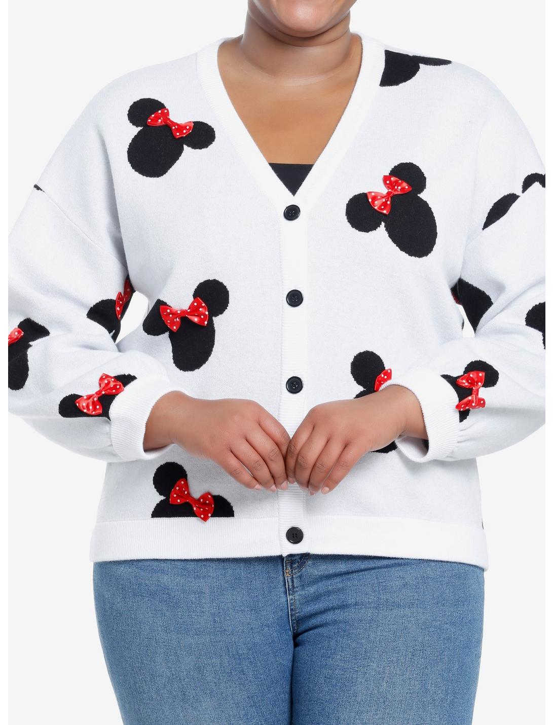 Disney Minnie Mouse Polka Dot Bows Cardigan Plus Size, BLACK RED DOTS, hi-res