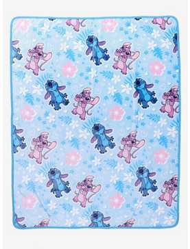 Disney Lilo & Stitch Angel & Stitch Floral Throw Blanket, , hi-res