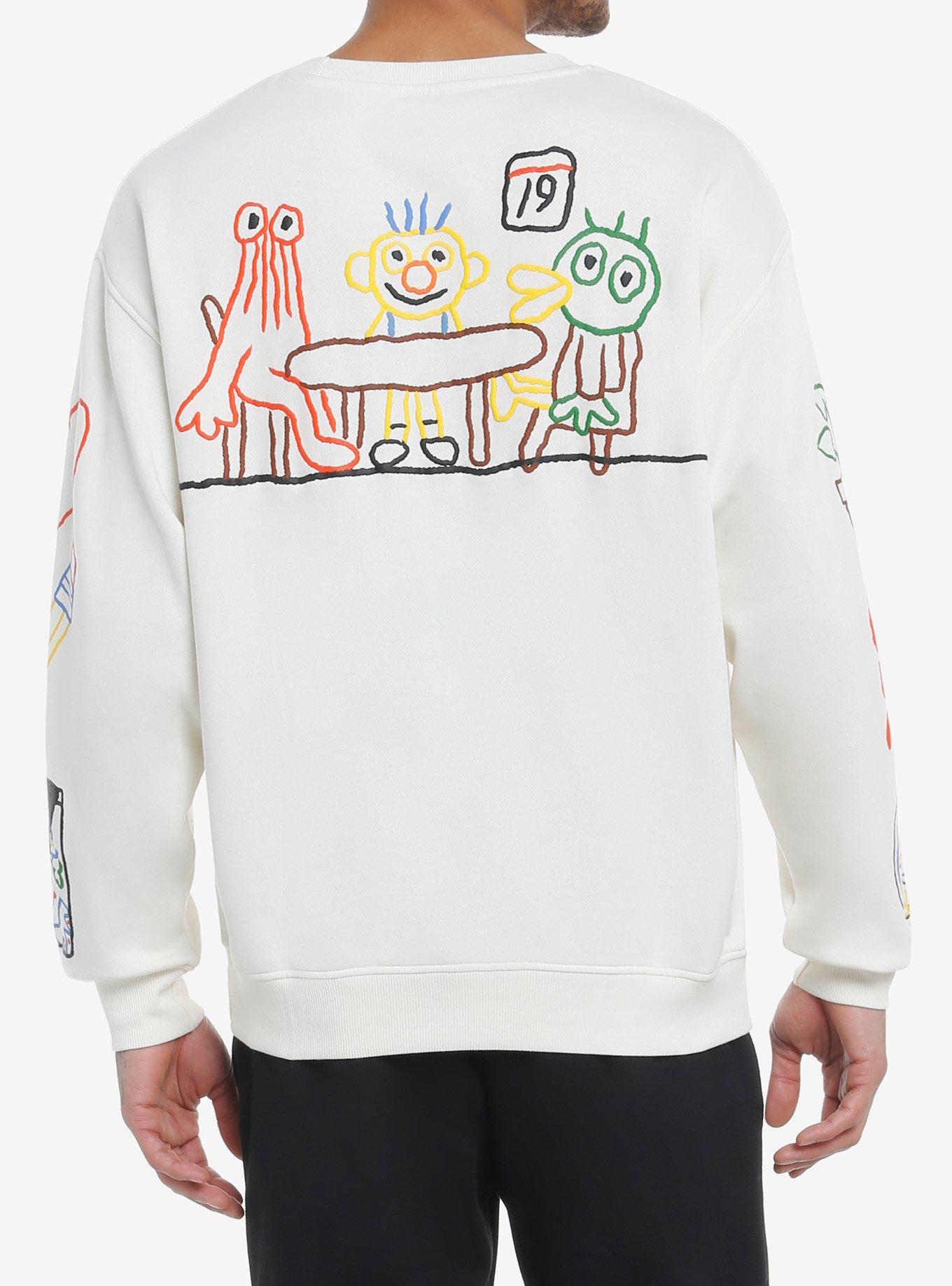 Don't Hug Me I'm Scared Line Drawings Sweatshirt, BEIGE, hi-res