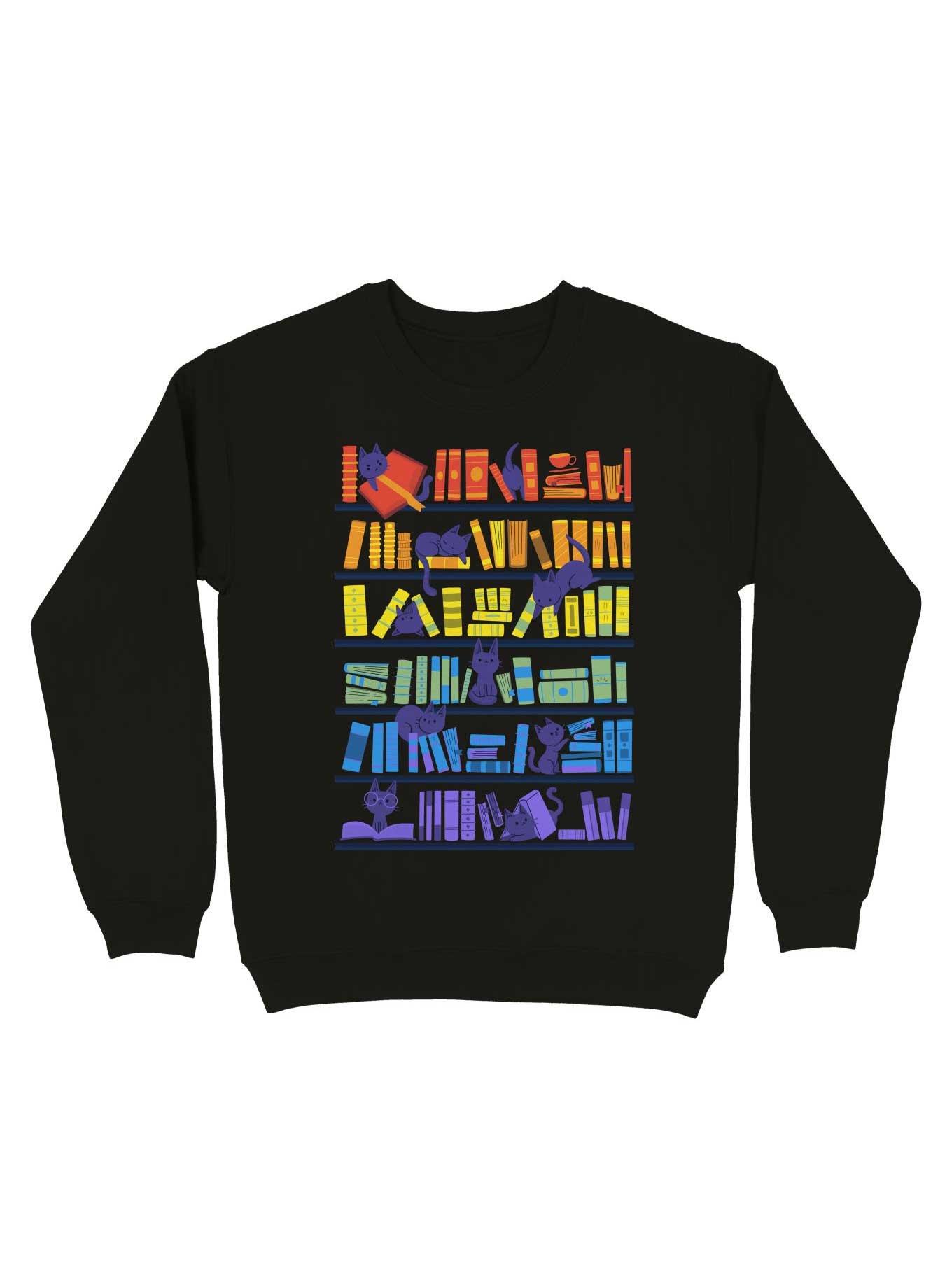 Library Kittens Sweatshirt, BLACK, hi-res