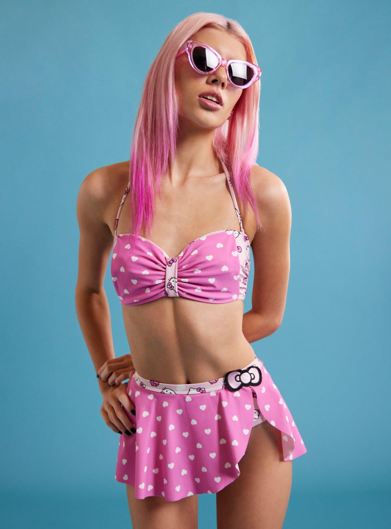 Hello Kitty Bow Heart Halter Swim Top