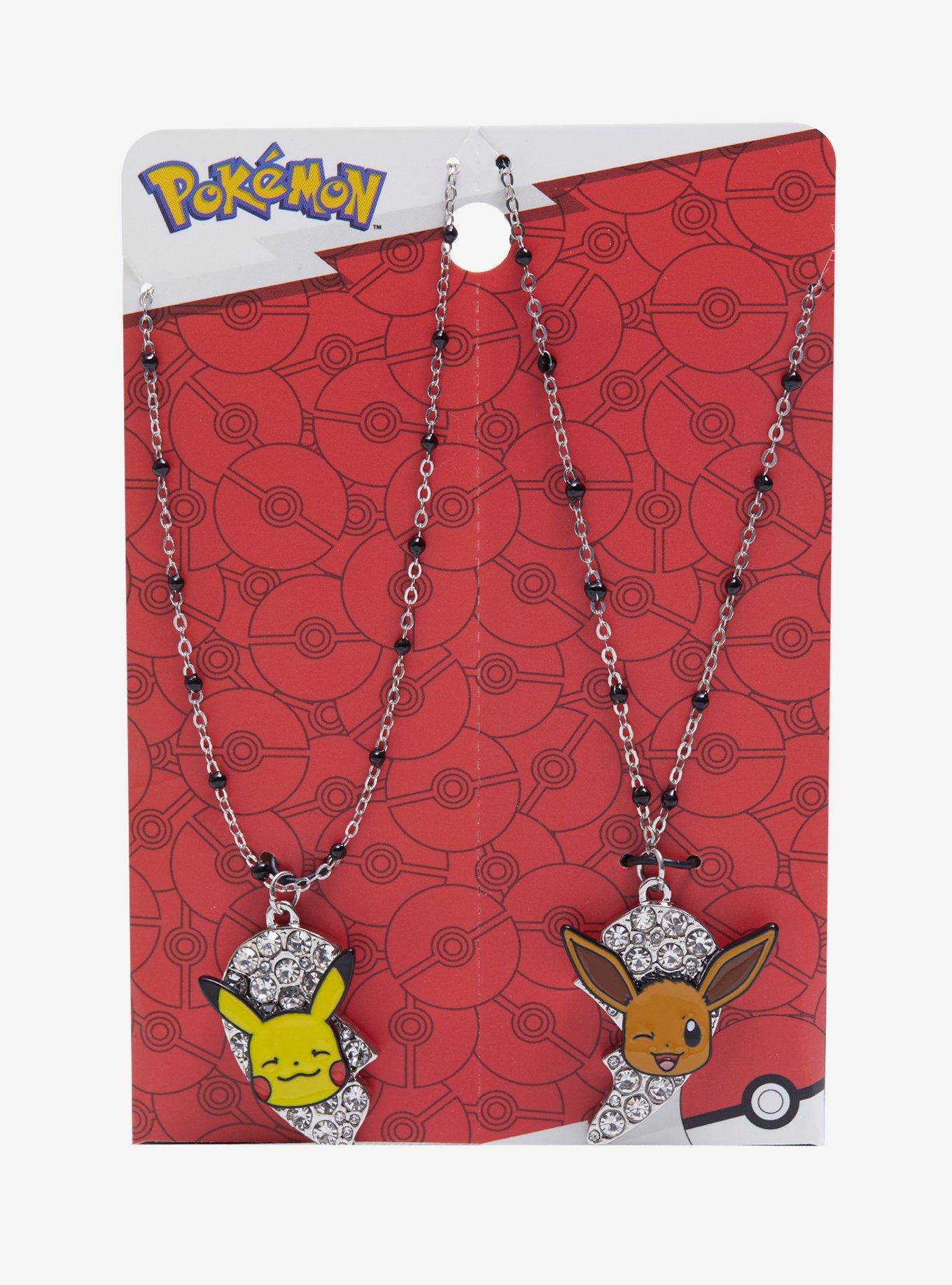 Pokemon Pikachu & Eevee Bling Heart Best Friend Necklace Set, , hi-res